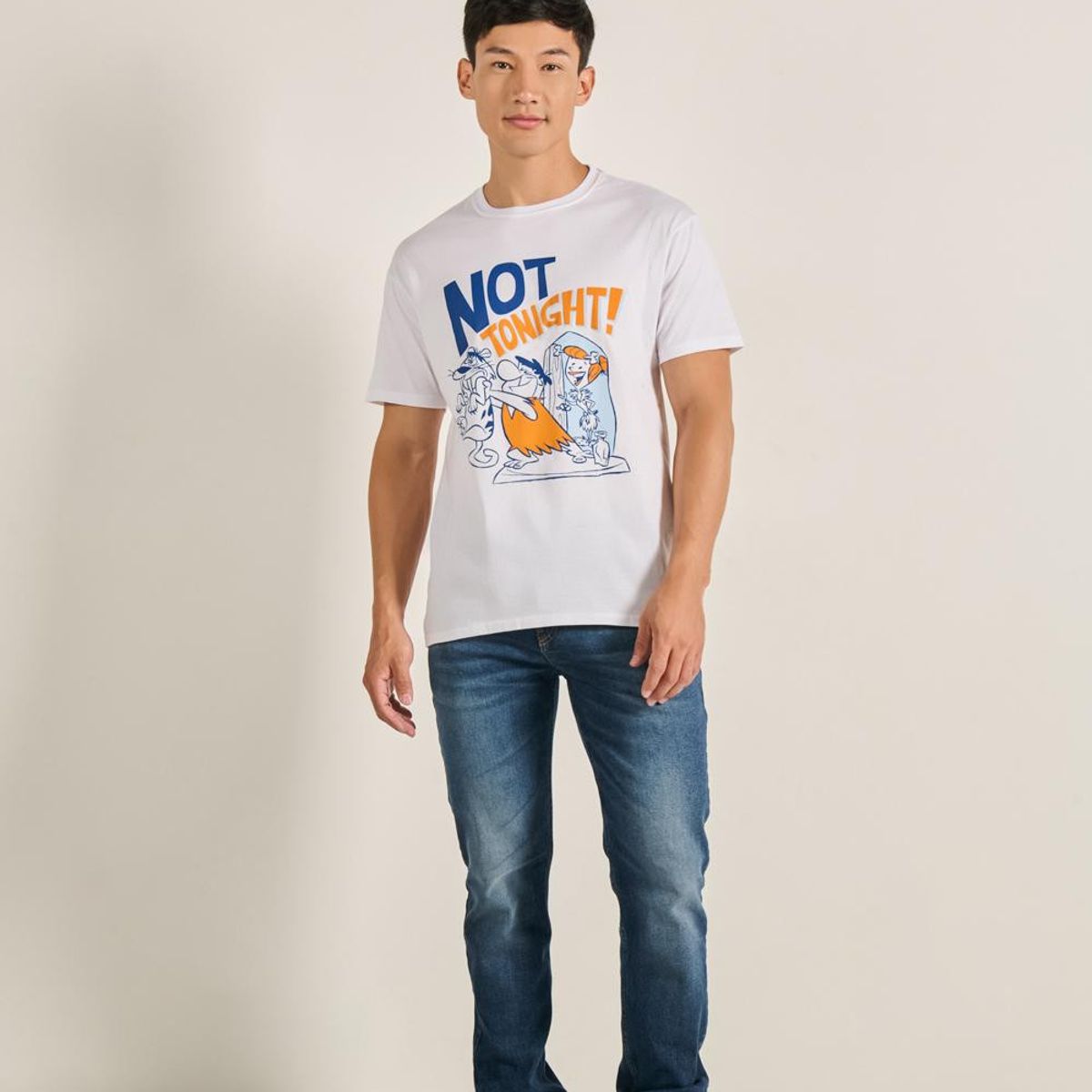 KOAJ - KOAJ Camiseta blanca cuello redondo con arte de Los Picapie Hombre
