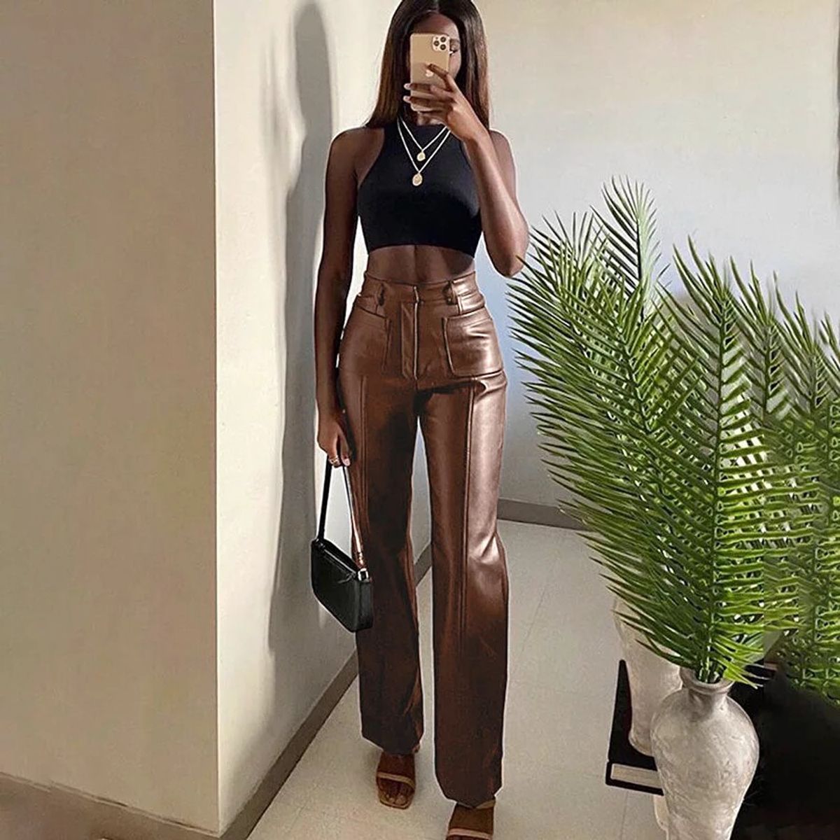 VANN - Pantalon de Cuerina Faux Leather Pants