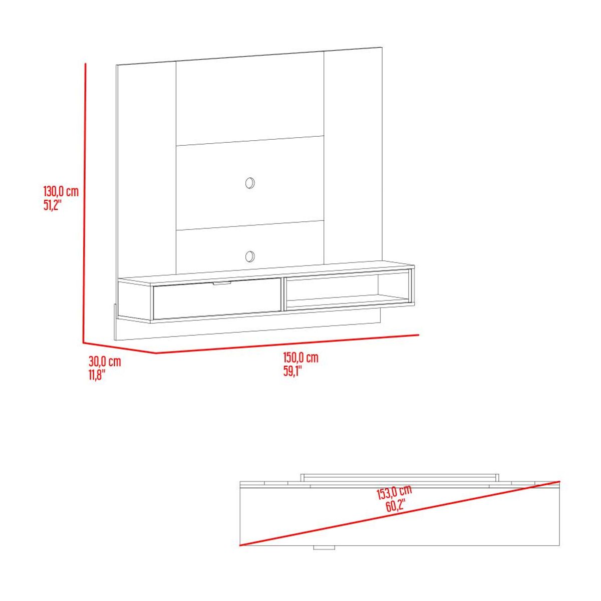 RTA DESIGN - Panel de Tv Mirabella, Mamba y Ambar, Con espacio para televisor de 60 pulgadas_.