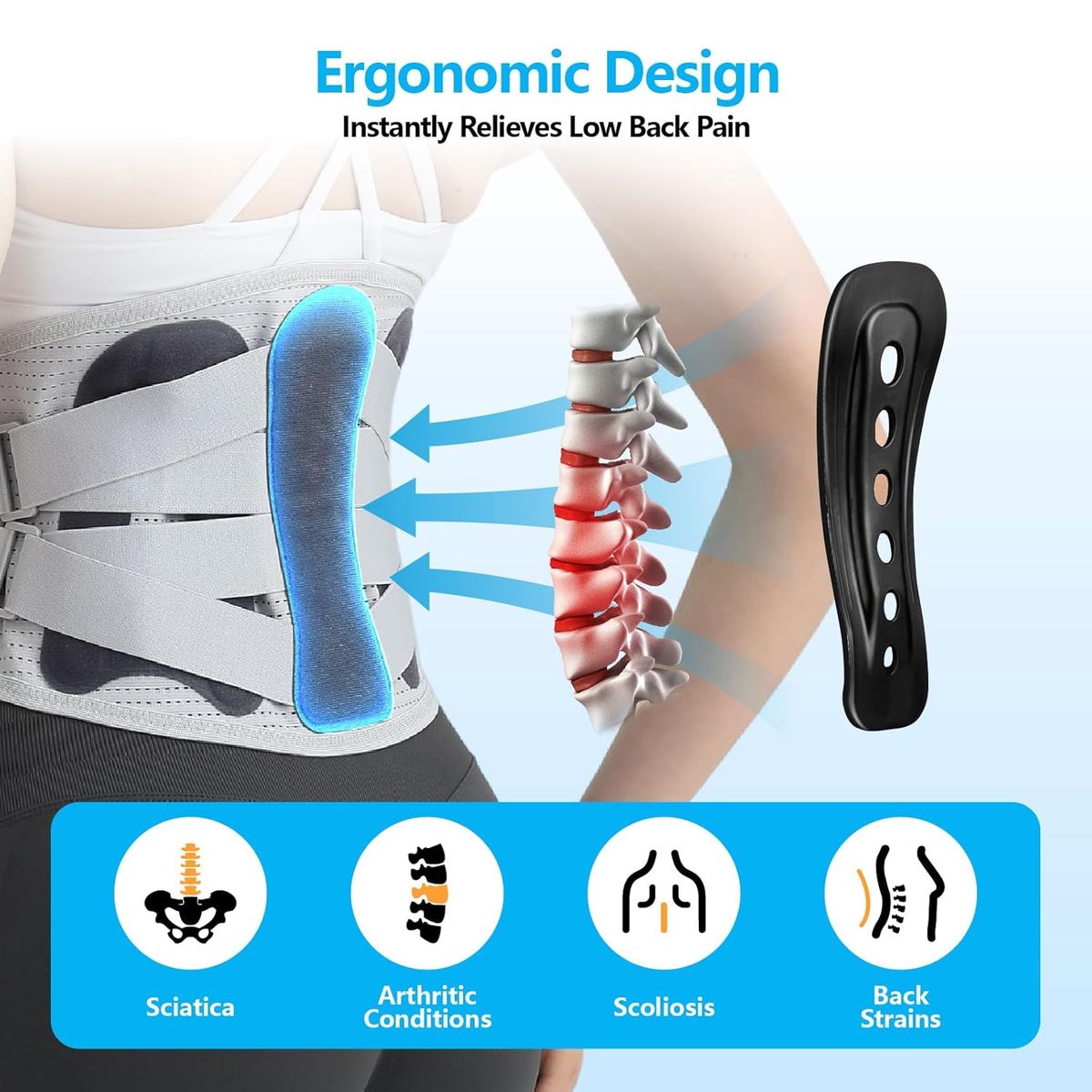 GENERICO - Faja Lumbar Corrector De Postura Espalda Baja Hernia Discal 70-100cm