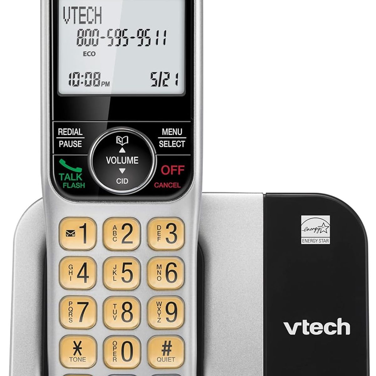 VTECH - telefóno  inalámbrico para el hogar con bloque de llamadas, pantalla grande y botones, pantalla retroiluminada