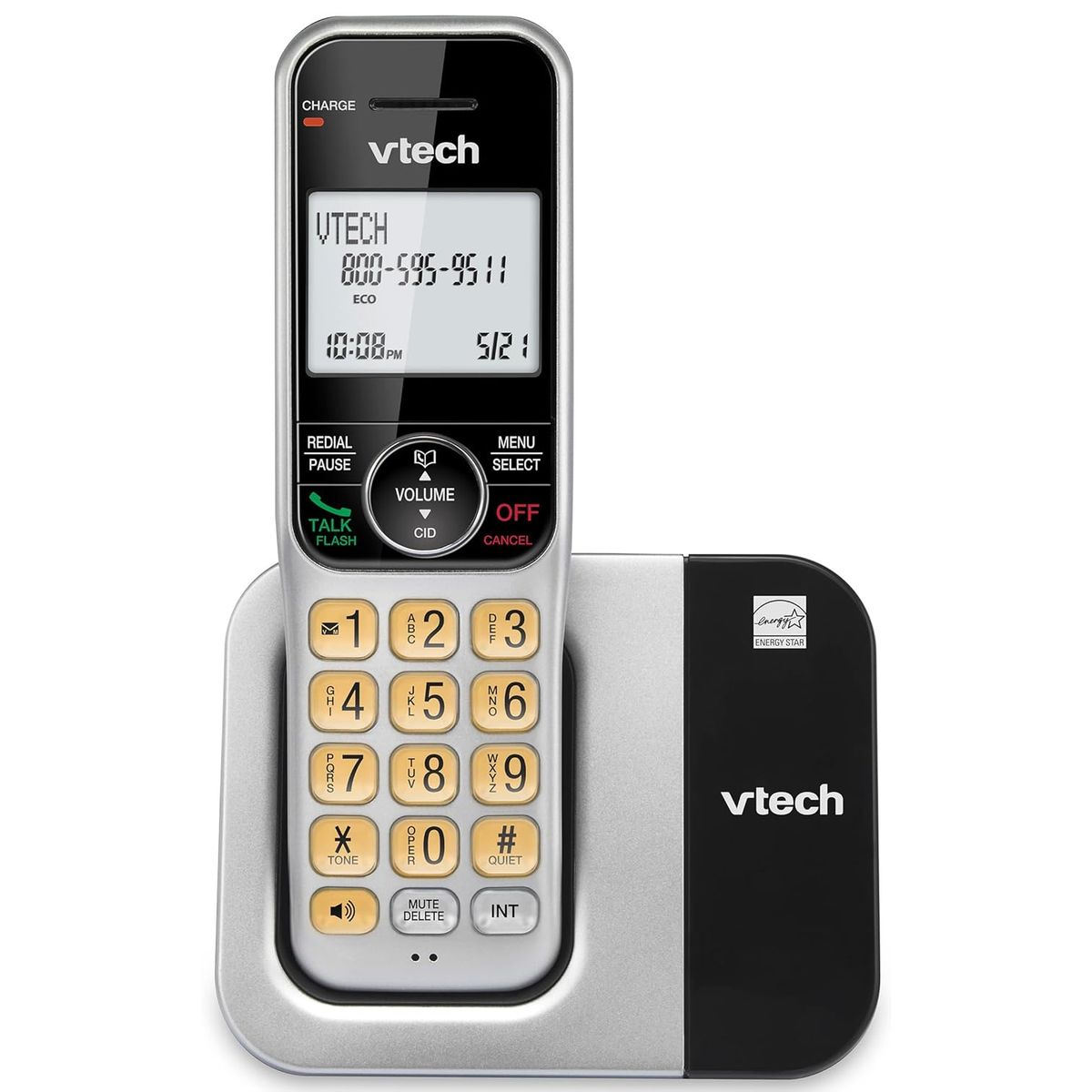 VTECH - telefóno  inalámbrico para el hogar con bloque de llamadas, pantalla grande y botones, pantalla retroiluminada