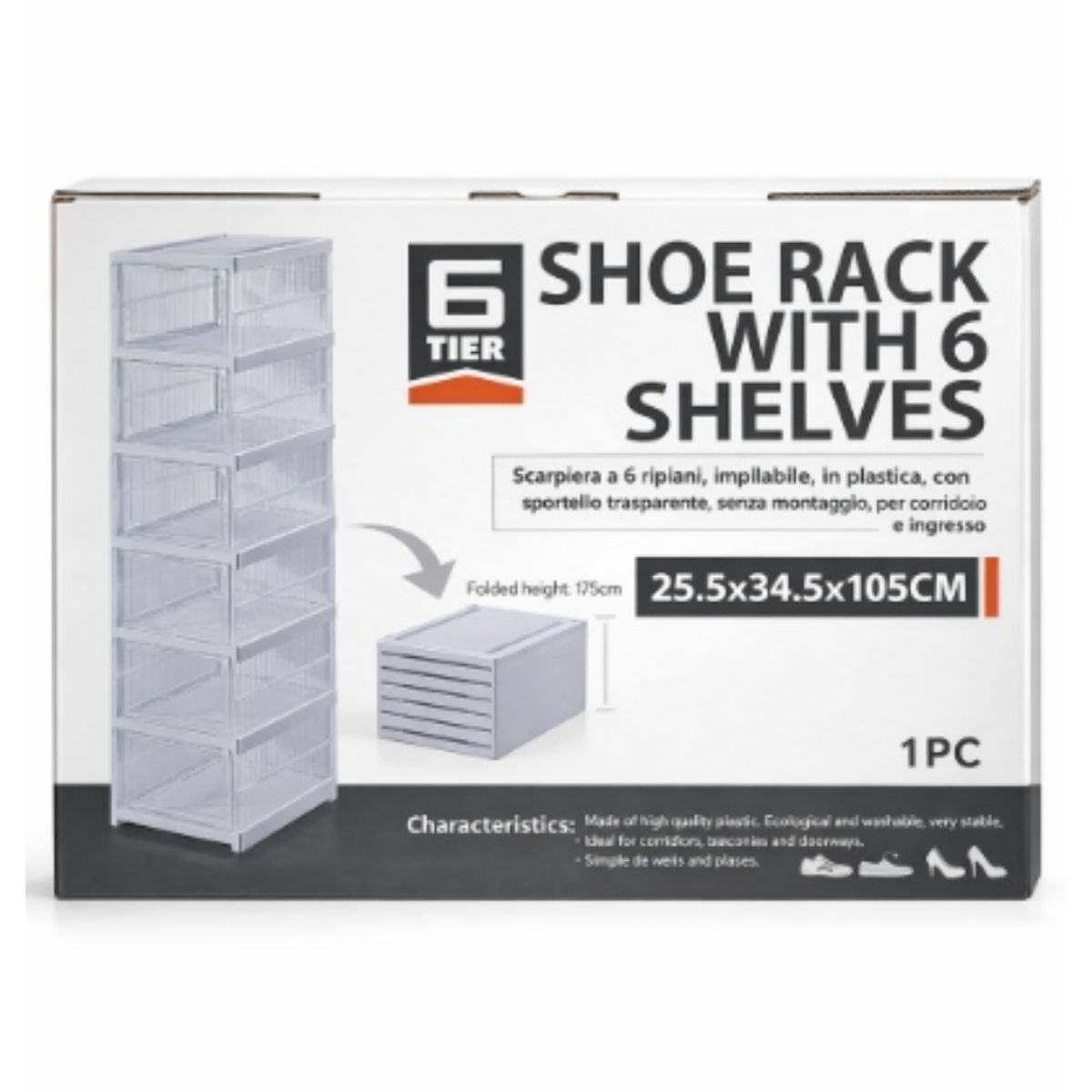 GENERICO - Organizador Multiusos Zapatero Plegable X6 Exhibición
