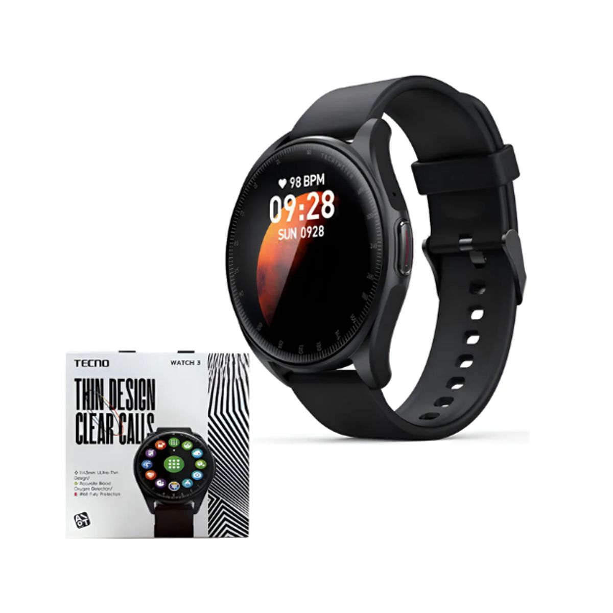 TECNO MOBILE - Watch 3 TECNO – Smartwatch con Monitoreo de Salud y Notificaciones Inteligentes