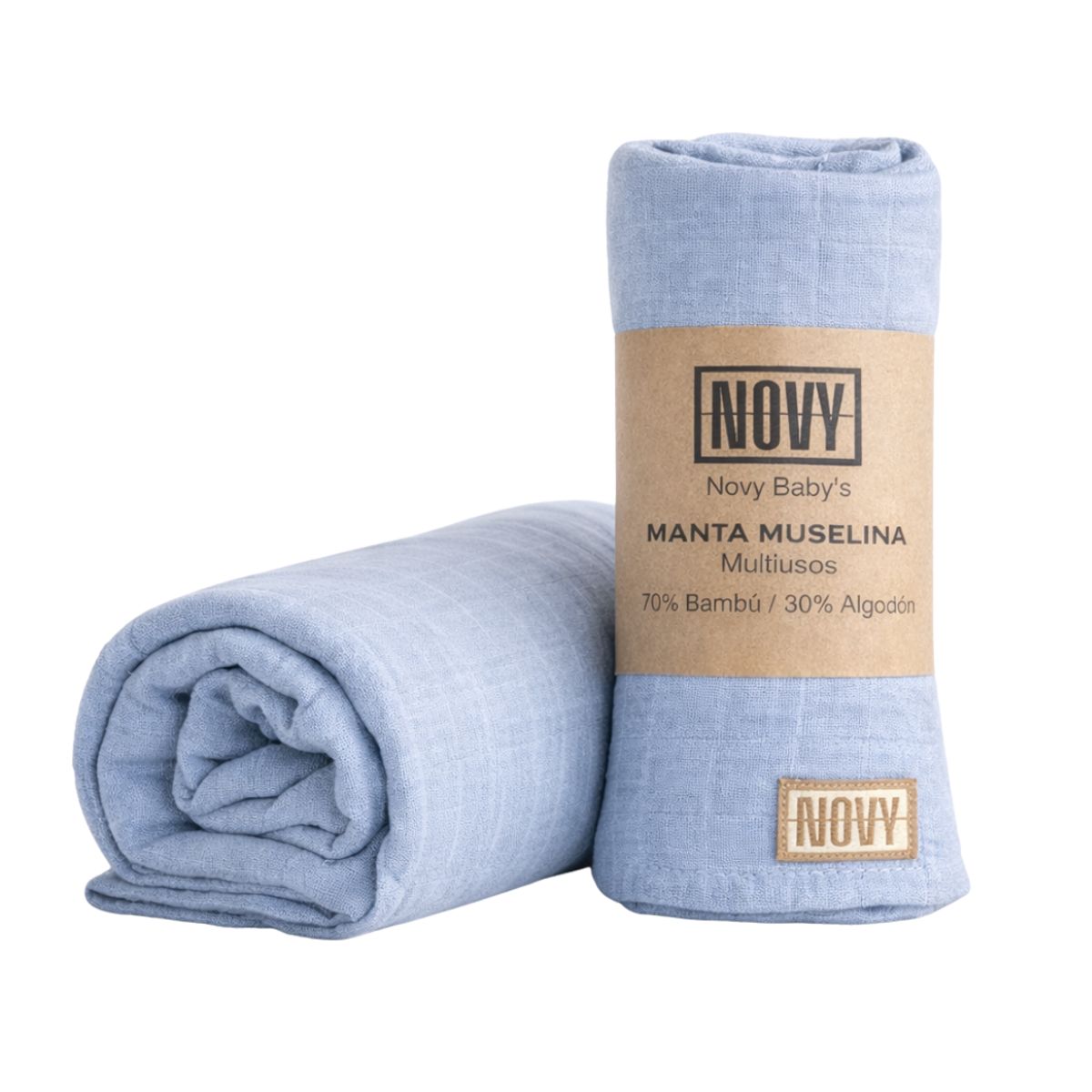 NOVY BABYS - Manta Muselina para bebé Azul Claro 115cm x 115 cm