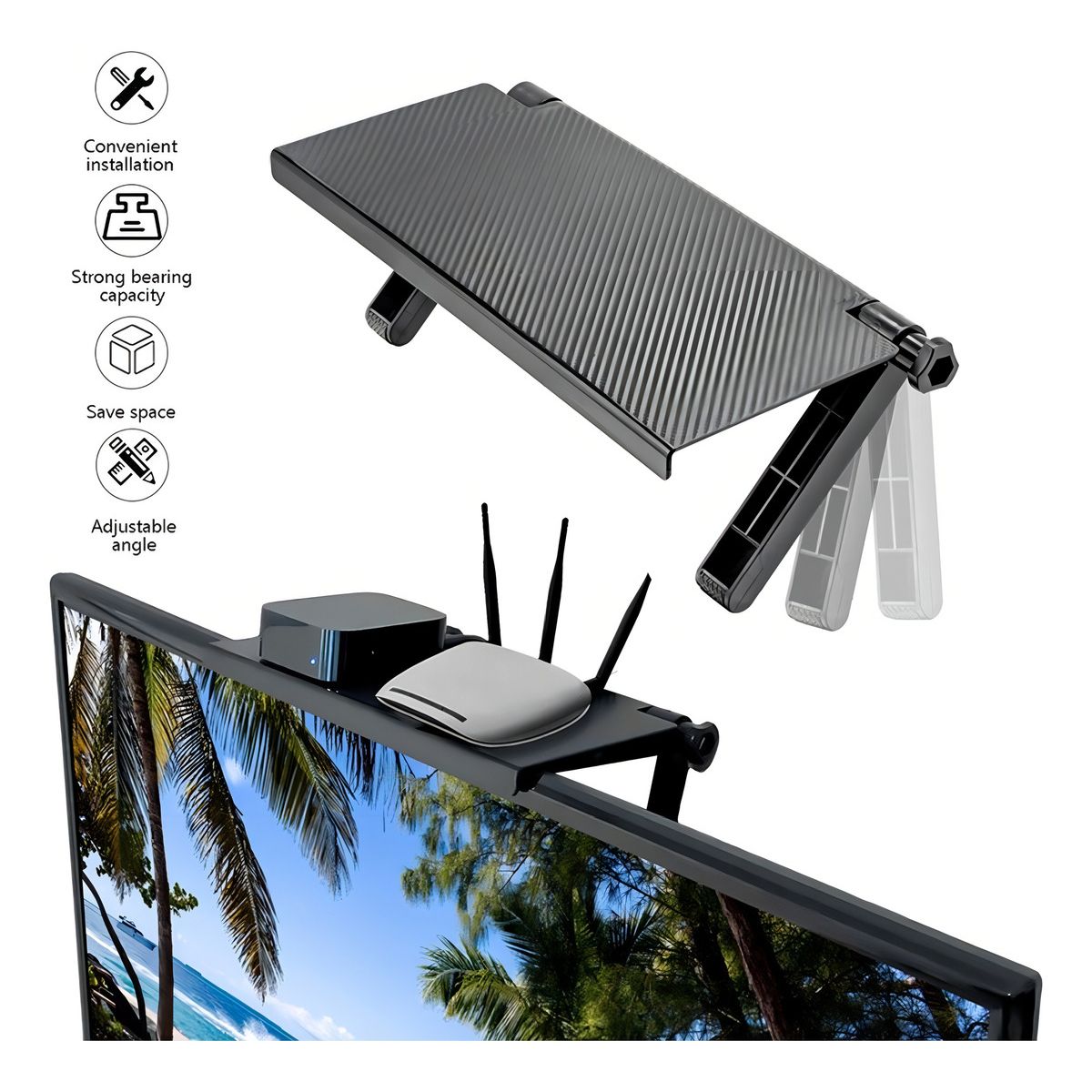 GENERICO - Repisa Superior para Tv Ajustable Soporte Organizador Modem Router Multifuncional