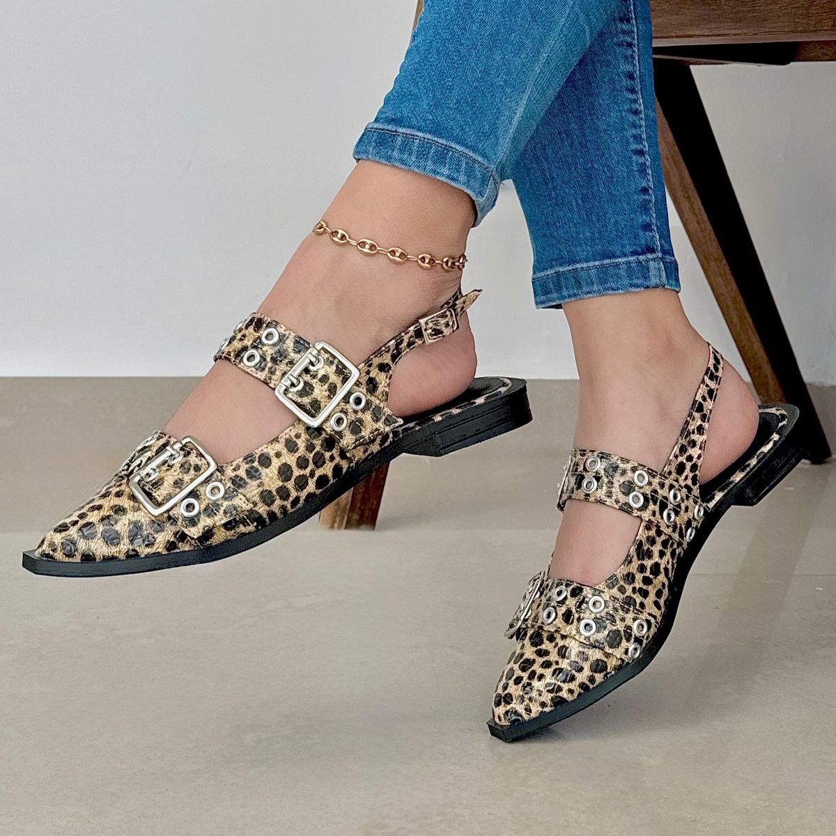 EVEGONZ - Sandalias Baletas para Mujer Animal Print Leon Tigre