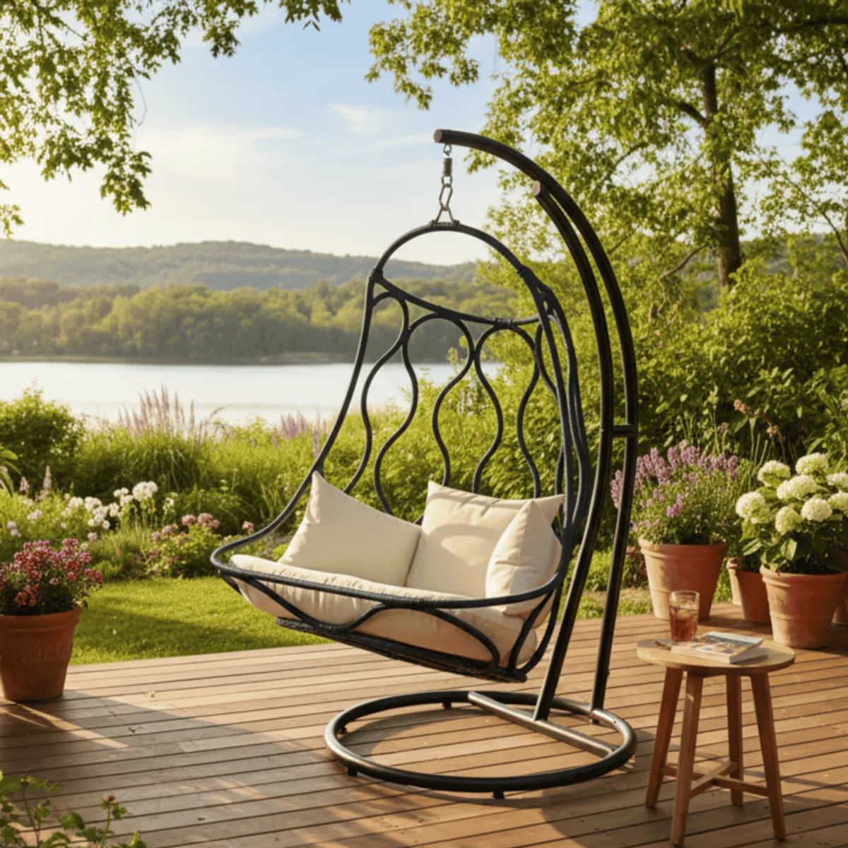 MARTEJIDO - Columpio Ola Tejido Nailon Azul con Cojinería - Martejido