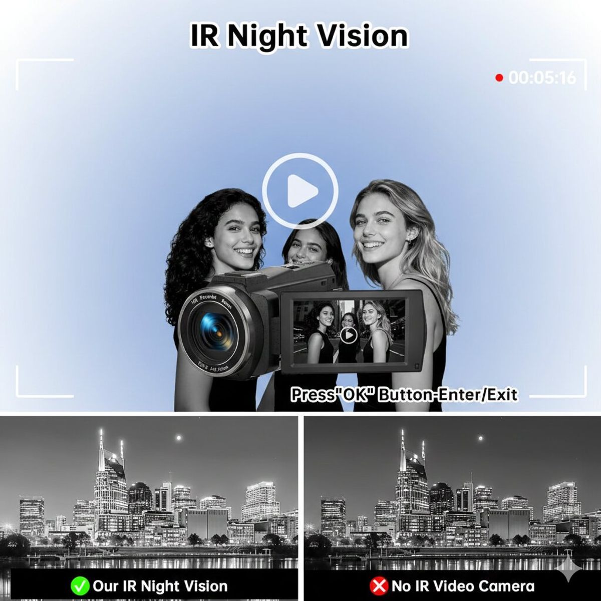 GENERICO - Videocámara 8K Ultra HD 88MP Vlogging Pro con Visión Nocturna y WiFi+Regalo