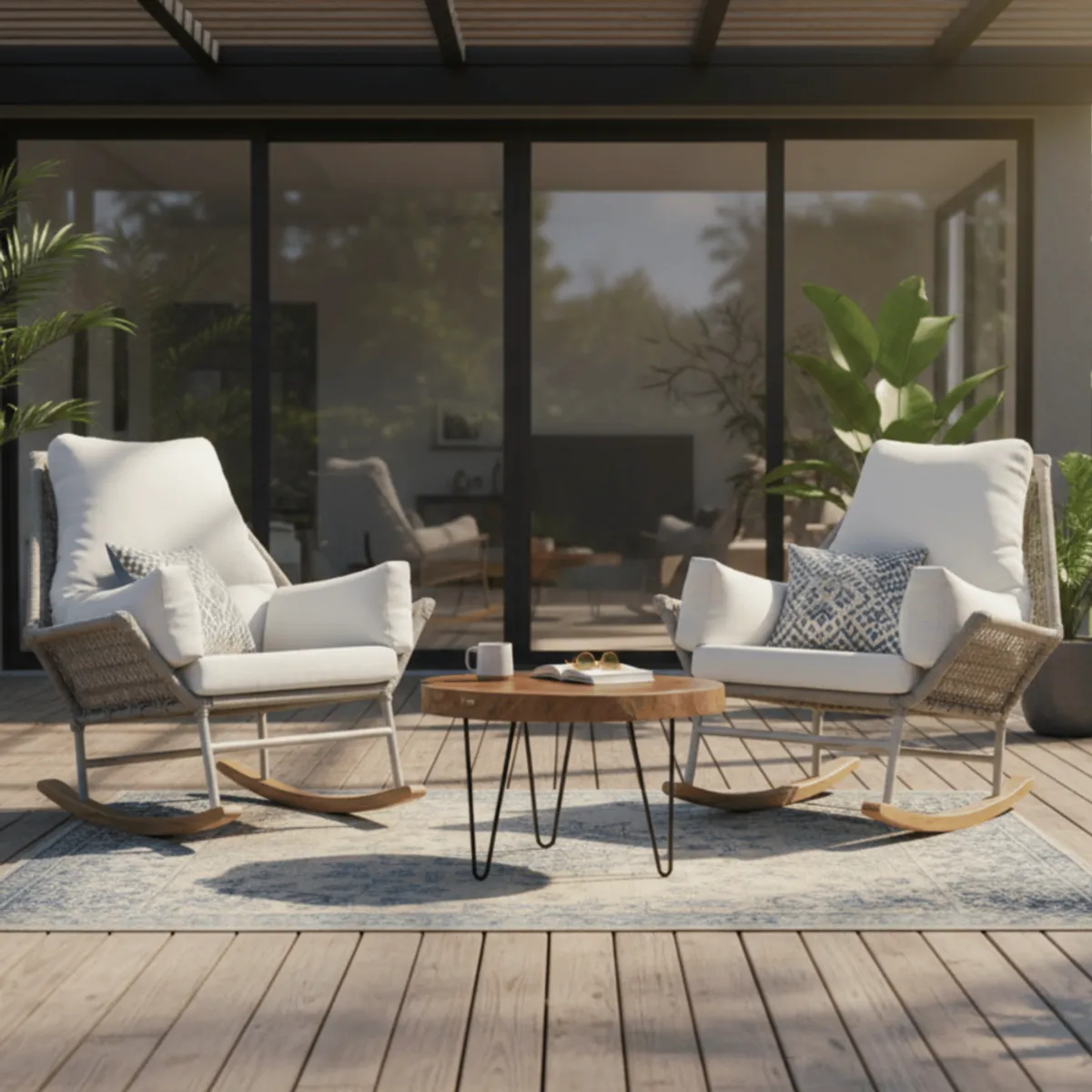 MARTEJIDO - Set Mecedoras Tejidas Gris 3 Piezas - Martejido