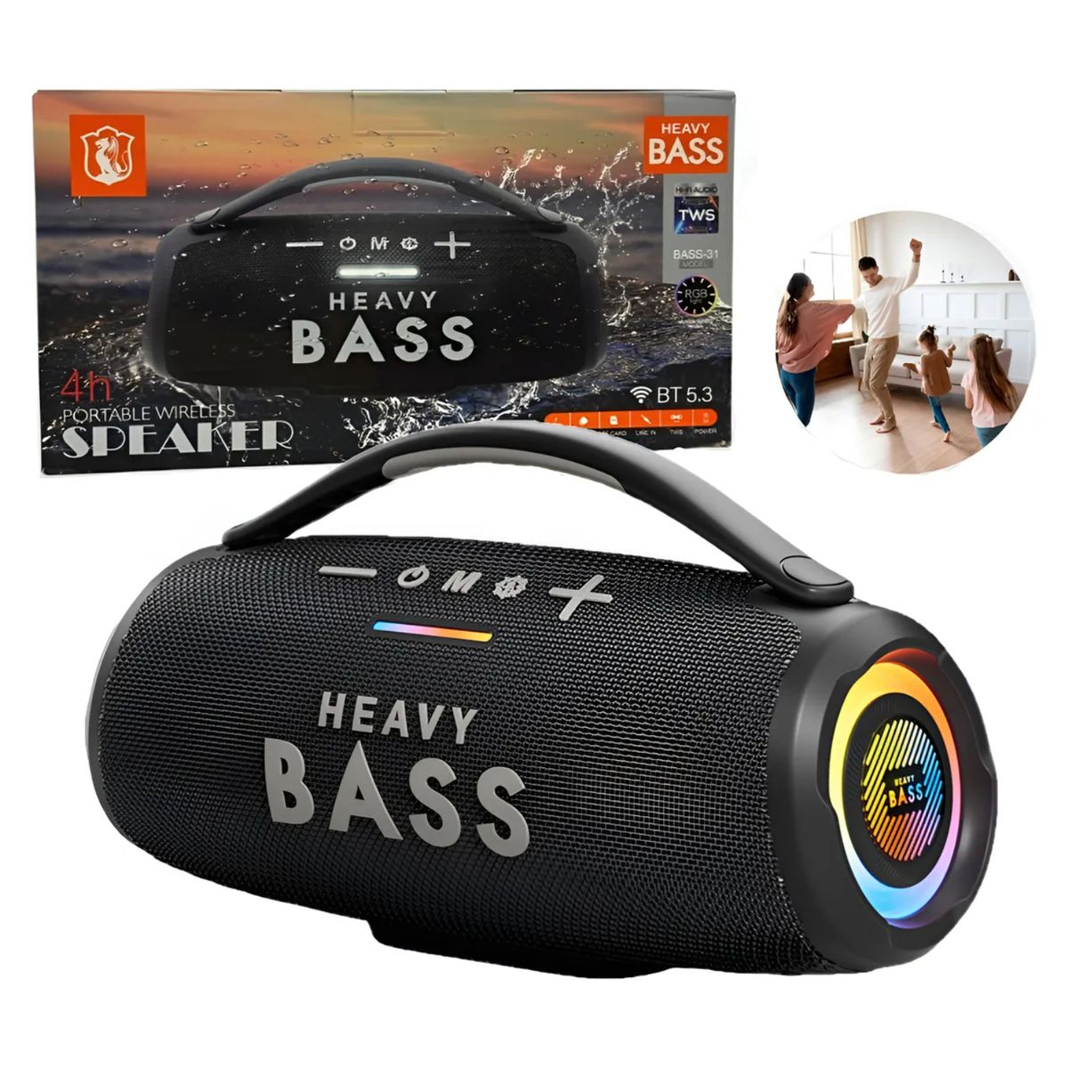 NOBELSOUND - Parlante Altavoz Bluetooth Portátil Impermeable 30w Heavybass