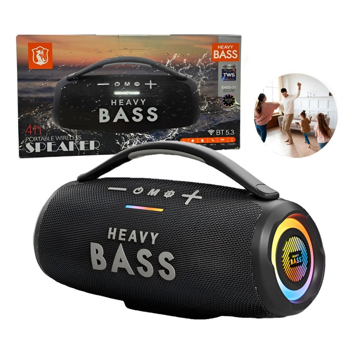NOBELSOUND - Parlante Altavoz Bluetooth Portátil Impermeable 30w Heavybass