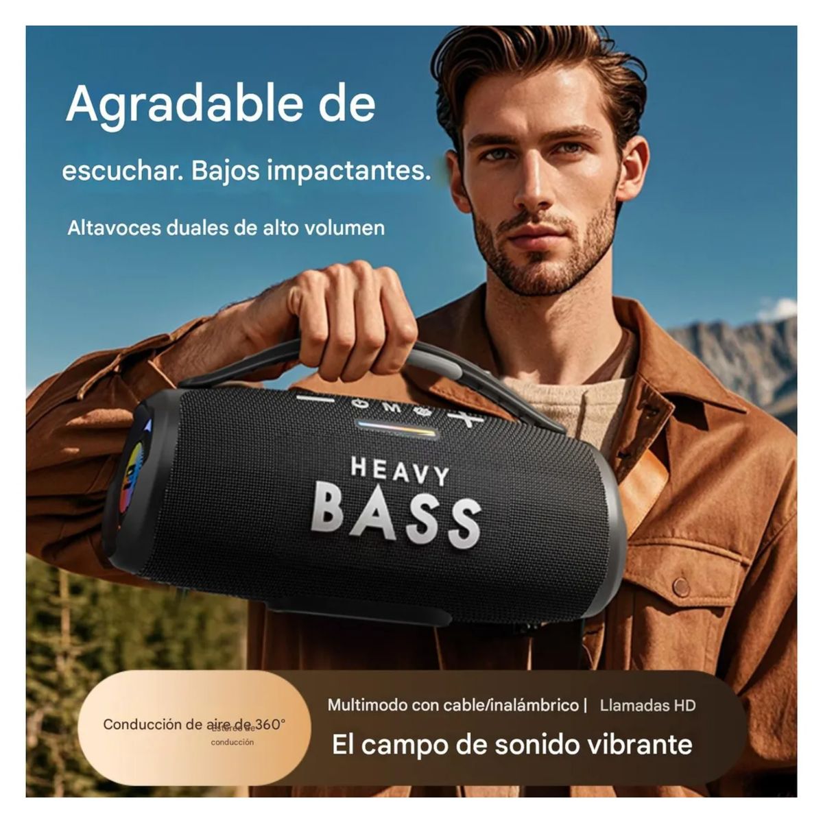 NOBELSOUND - Parlante Altavoz Bluetooth Portátil Impermeable 30w Heavybass