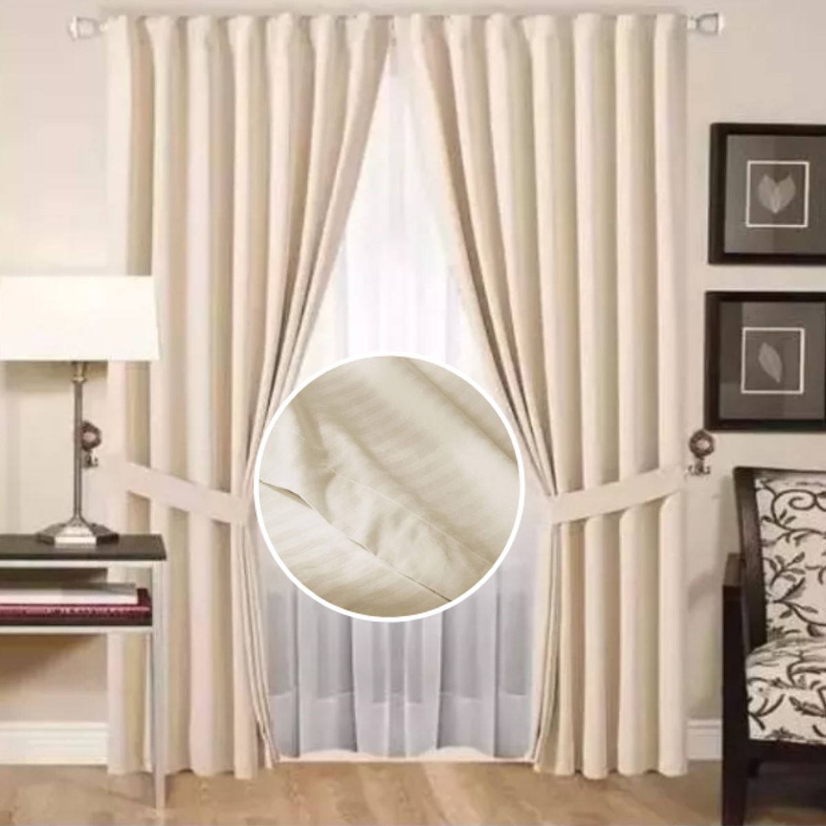 GENERICO - Cortina Moderna 2 Paños Para Sala , Comedor, Habitacion - Beige