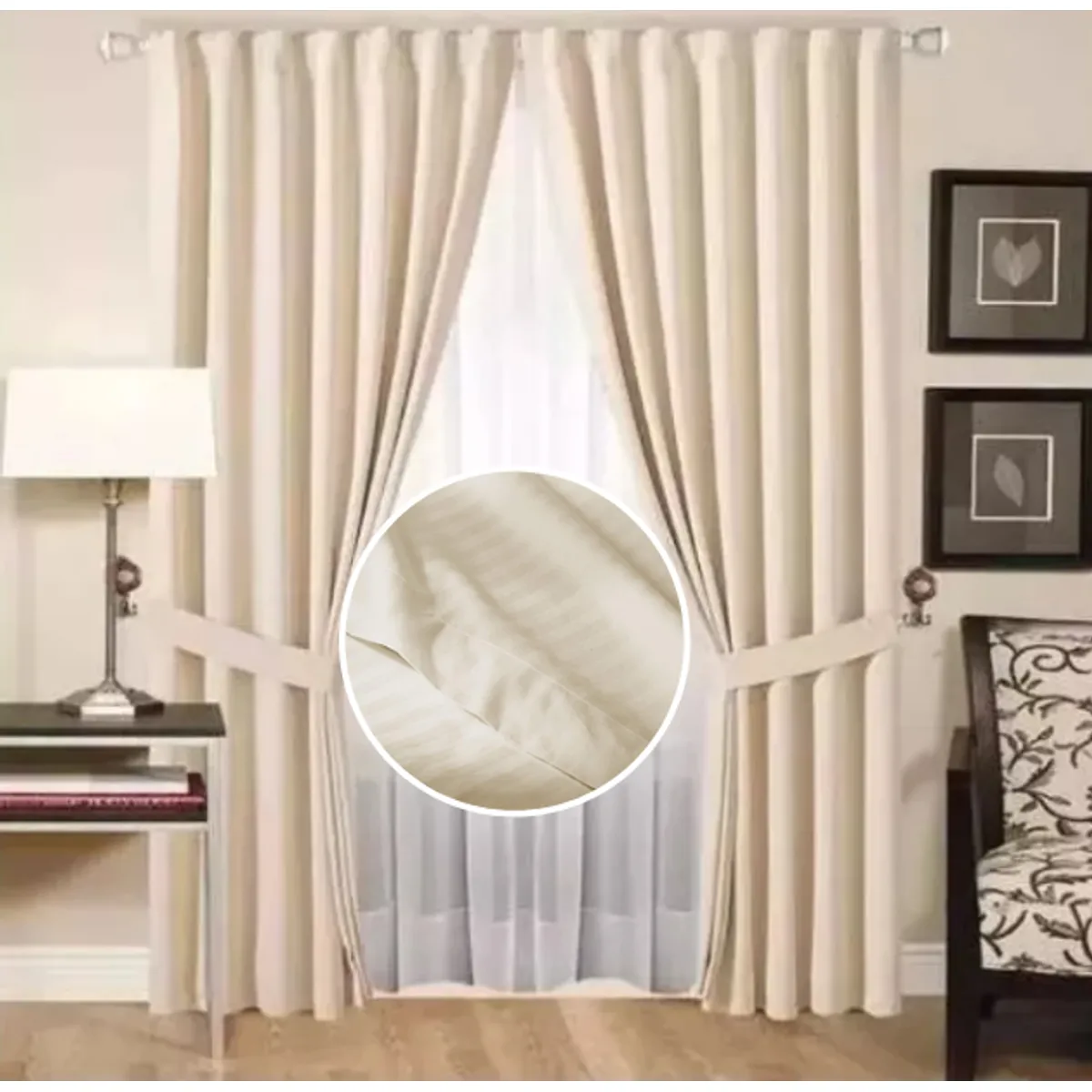 GENERICO - Cortina Moderna 2 Paños Para Sala , Comedor, Habitacion - Beige