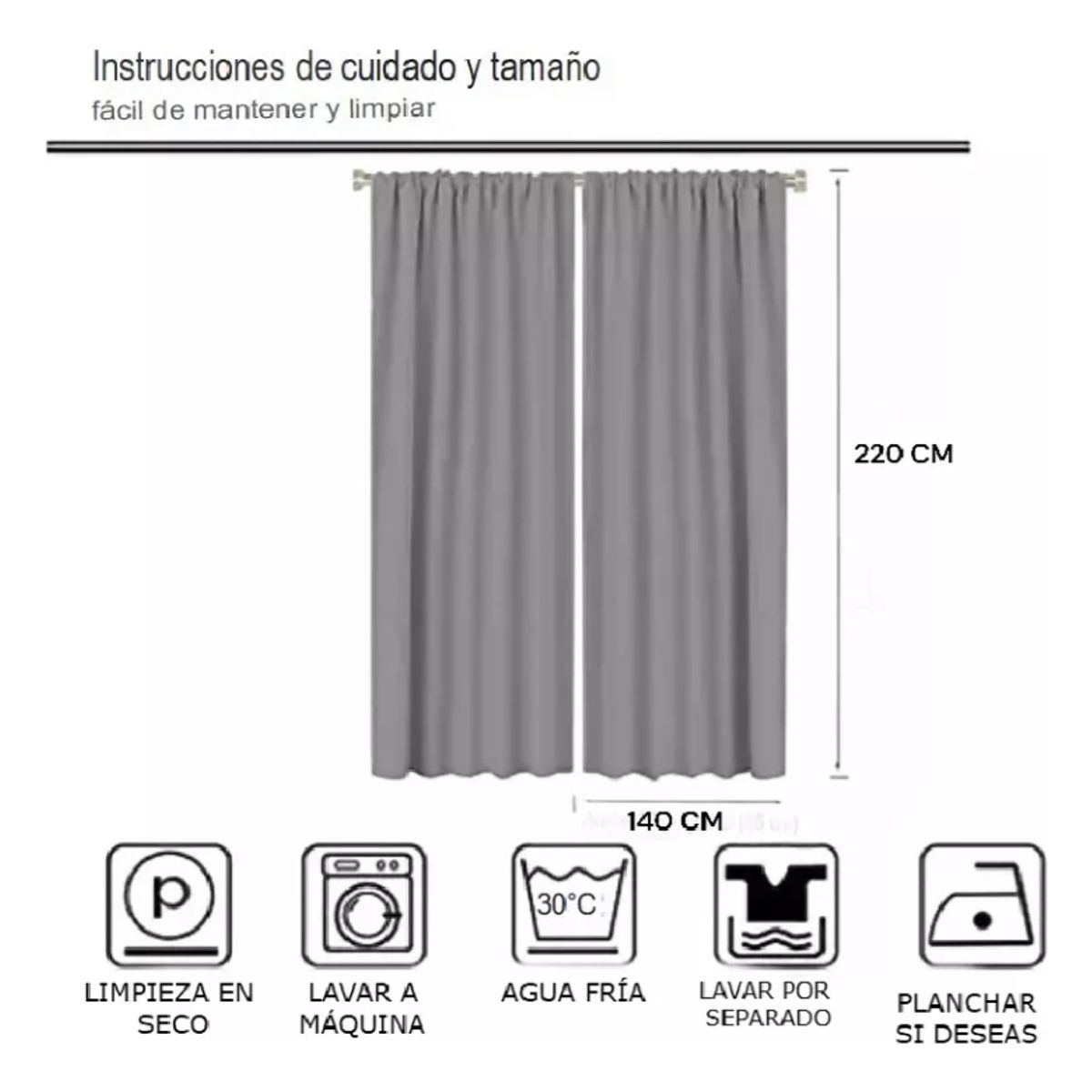 GENERICO - Cortina Moderna 2 Paños Para Sala , Comedor, Habitacion - Beige