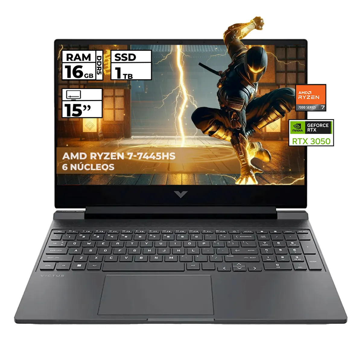 HP - PORTATIL GAMER HP VICTUS RYZEN 7-7445HS RTX 3050 16GB 1TB SSD FHD 15.6''