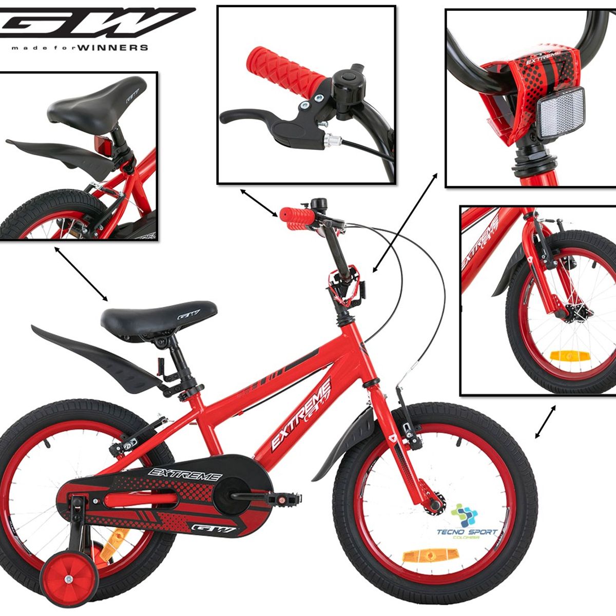 GW - Bicicleta Niño Niña Gw Rin 16 Con Accesorios Ruedas Auxiliar