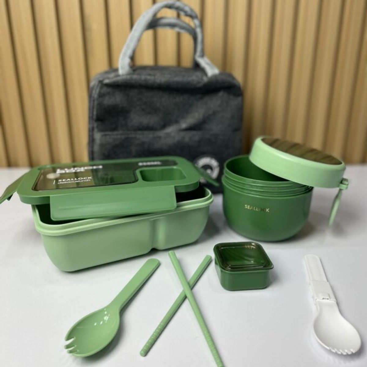 GENERICO - COMBO PORTACOMIDA PLASTICO CUBIERTOS TAZA SOPERA + OBSEQUIO LONCHERA