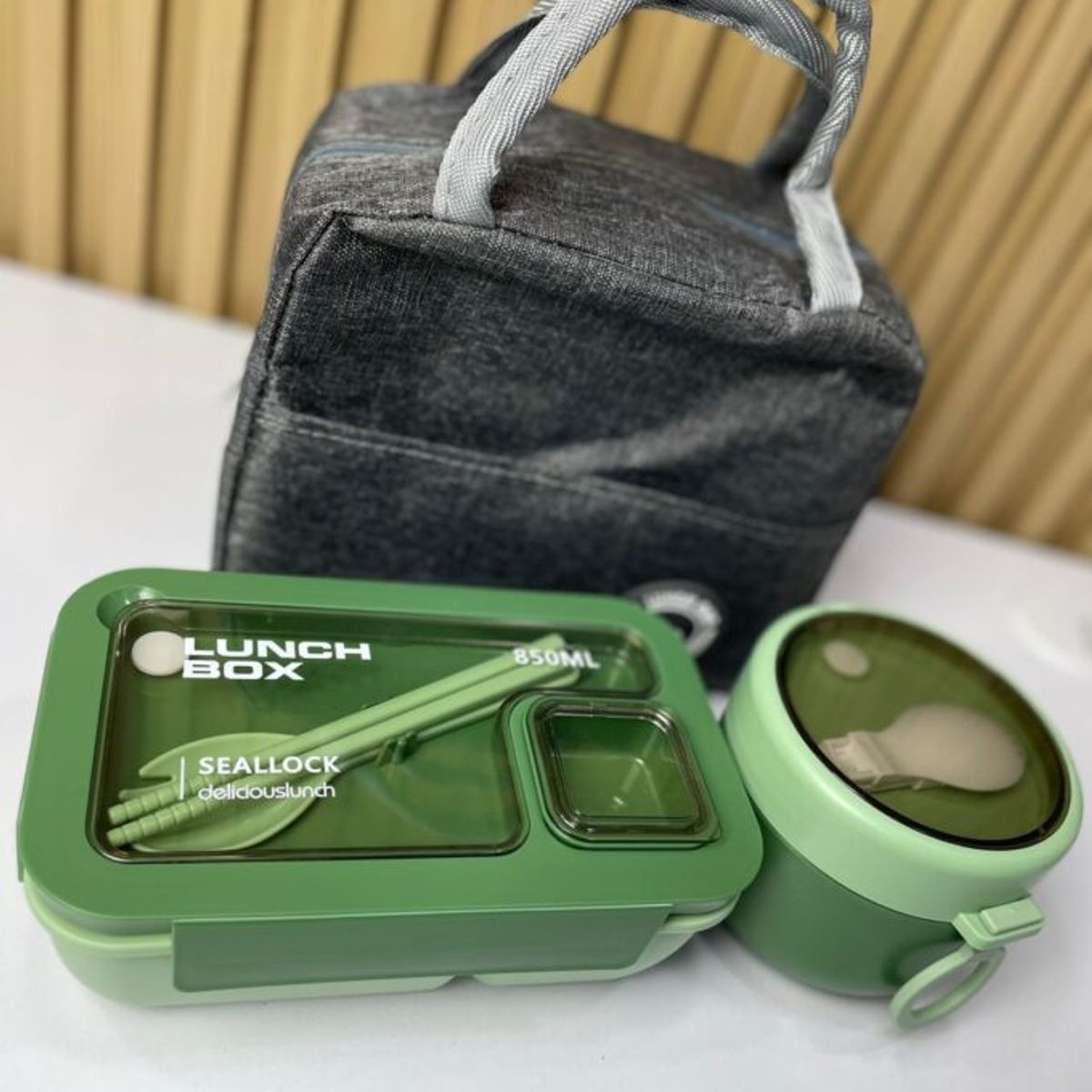 GENERICO - COMBO PORTACOMIDA PLASTICO CUBIERTOS TAZA SOPERA + OBSEQUIO LONCHERA