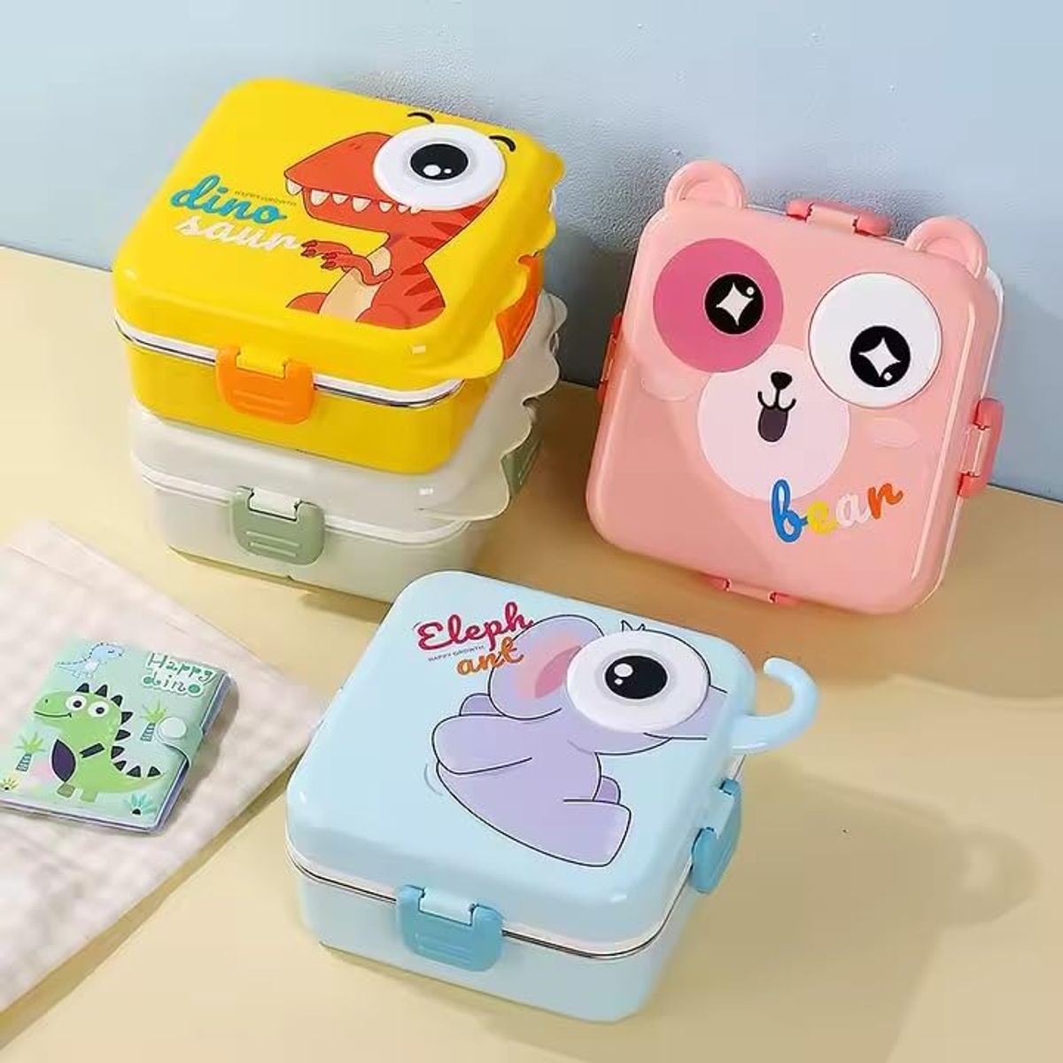 GENERICO - LONCHERA INFANTIL ANIMALES PLASTICA PORTACOMIDAS FIAMBRERA