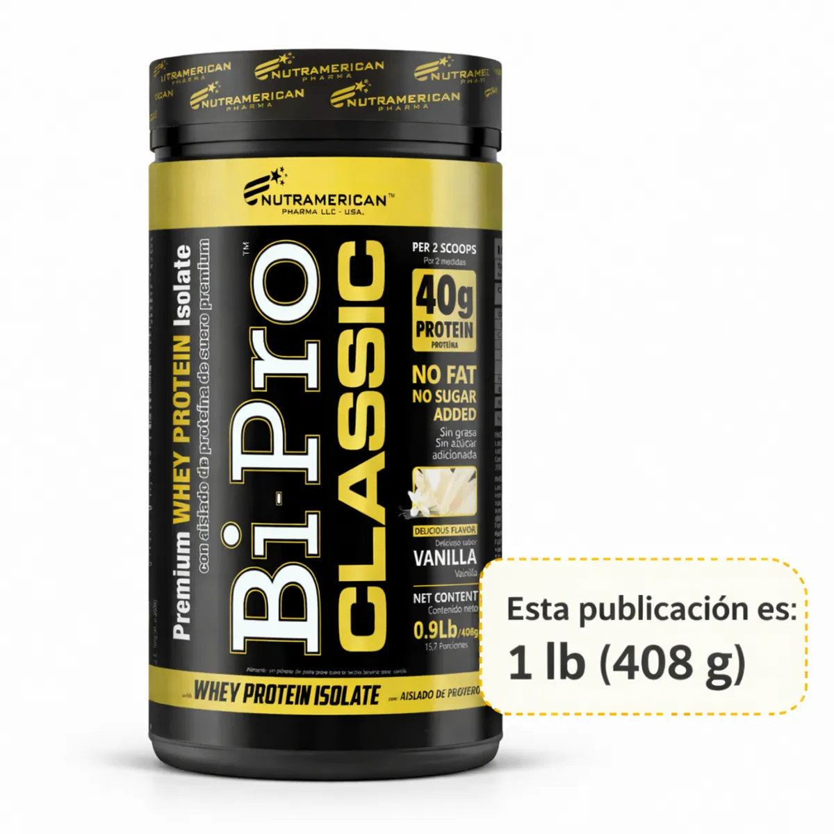 UPN - Proteína BiPro Classic Whey Isolate Vainilla 1 lb 408 g 40 g Proteína