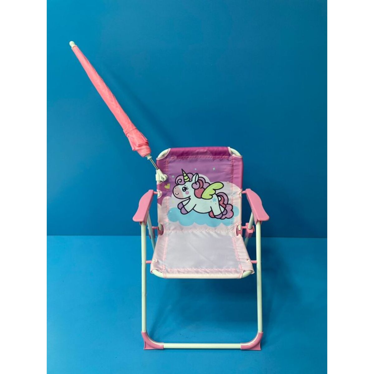 GENERICO - Silla Plegable Infantil Portátil Playacampo con Sombrilla 1 Puesto 150 Kg Plastico