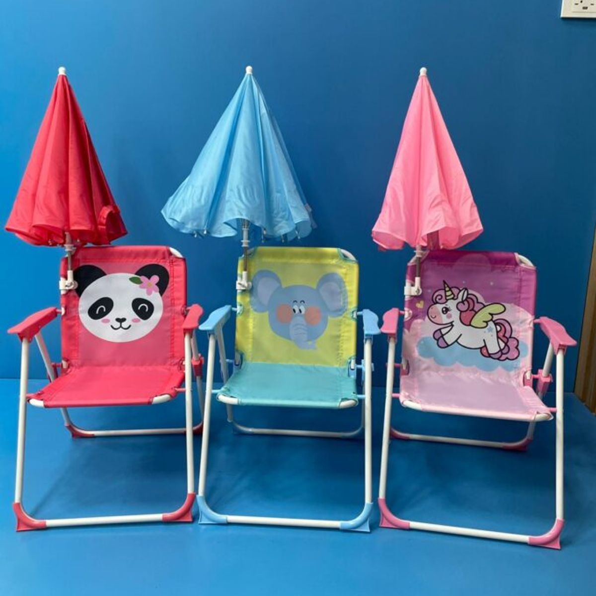 GENERICO - Silla Plegable Infantil Portátil Playacampo con Sombrilla 1 Puesto 150 Kg Plastico