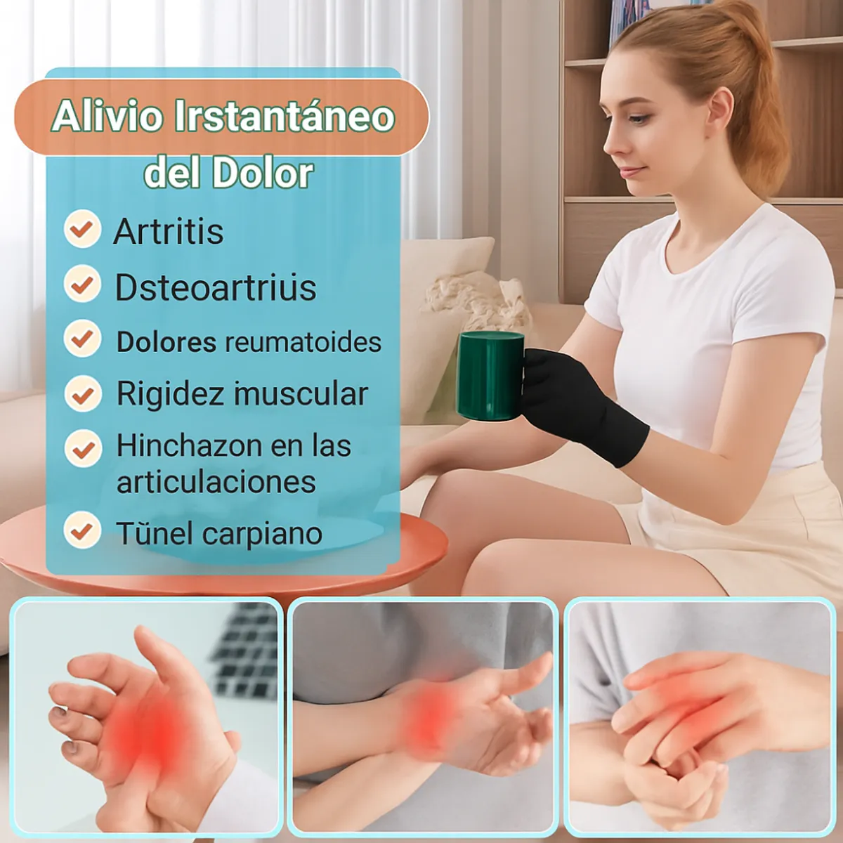 TECNOHOGAR JS - Guante Terapéutico Frio Calor Gel Compresion Dolor Mano