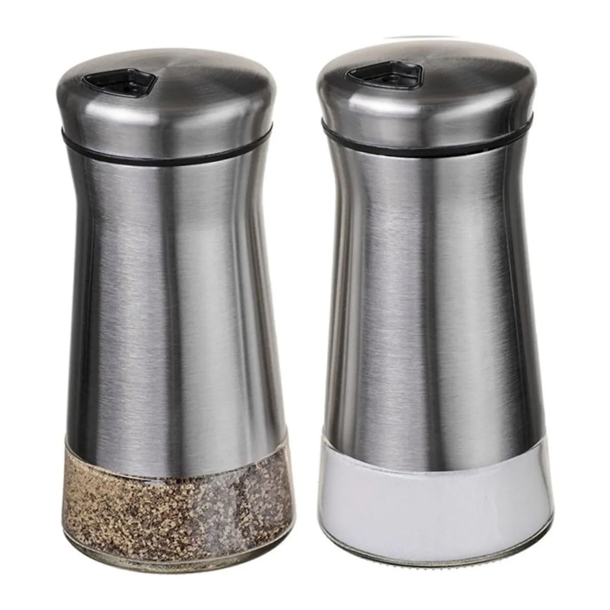 GENERICO - Condimentero Doble Sal Y Pimienta Ajustable En Vidrio Y Acero