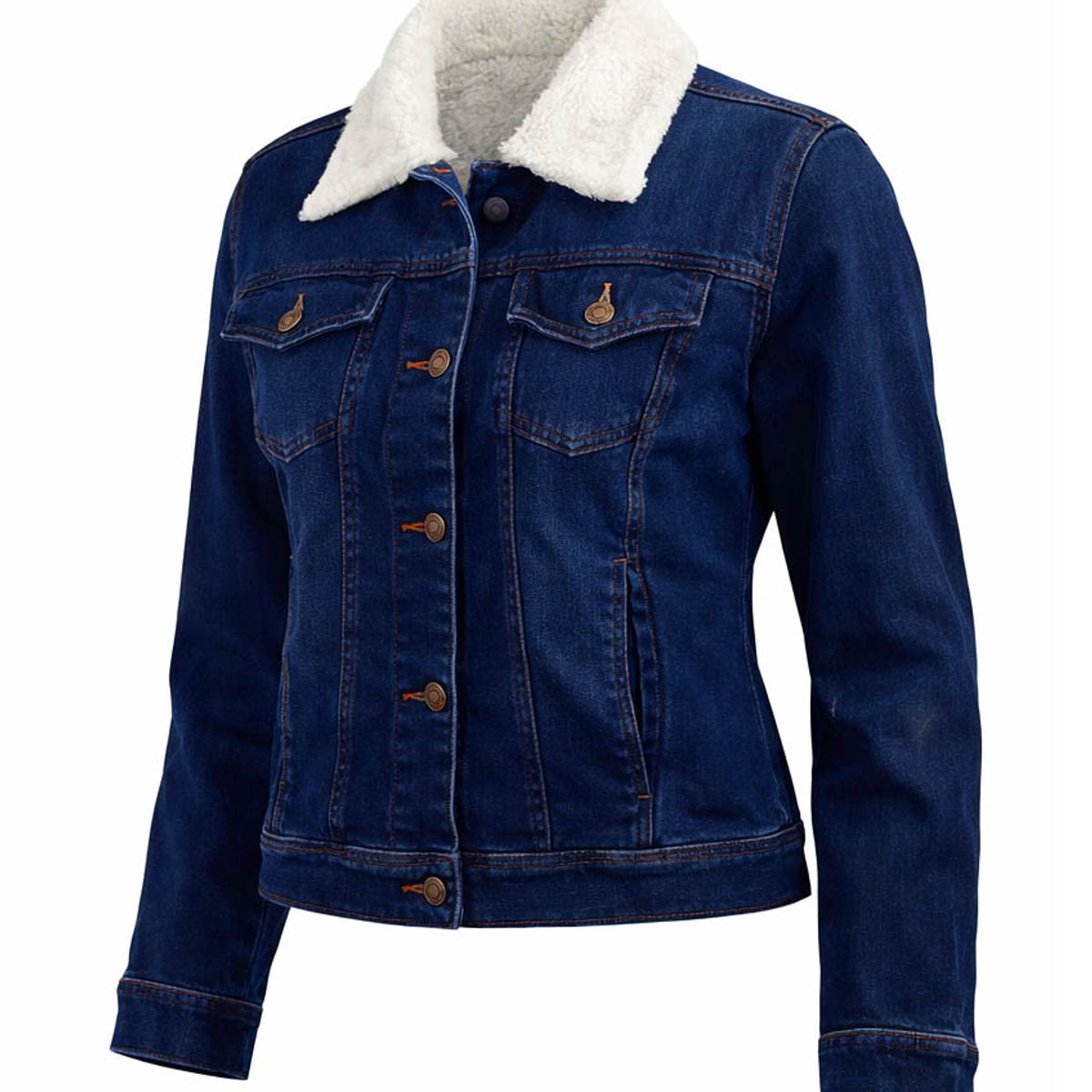 MODA EN CIRCUITO - Chaqueta de Jean Forrada en Ovejero Para Mujer AZUL OSCURO