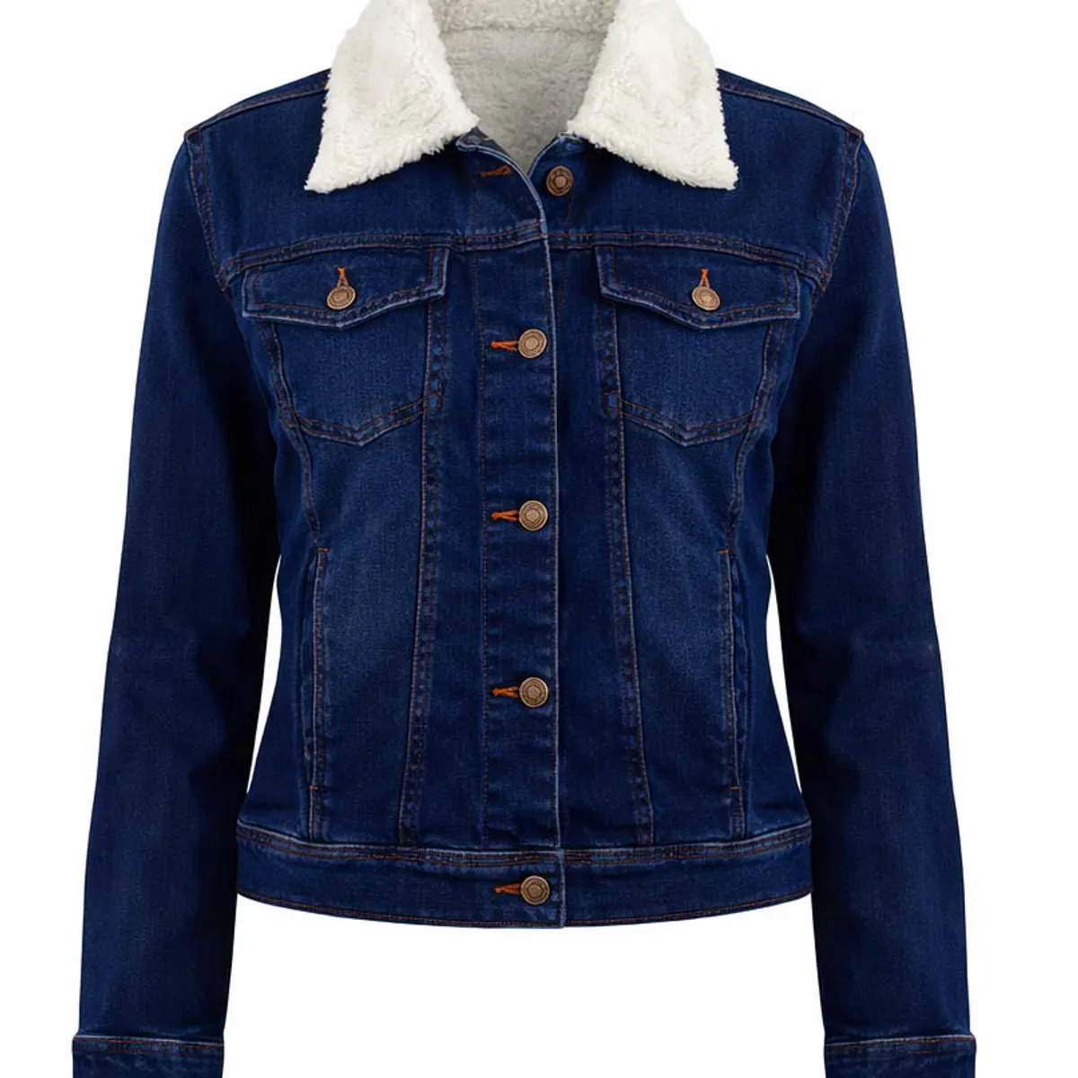 MODA EN CIRCUITO - Chaqueta de Jean Forrada en Ovejero Para Mujer AZUL OSCURO