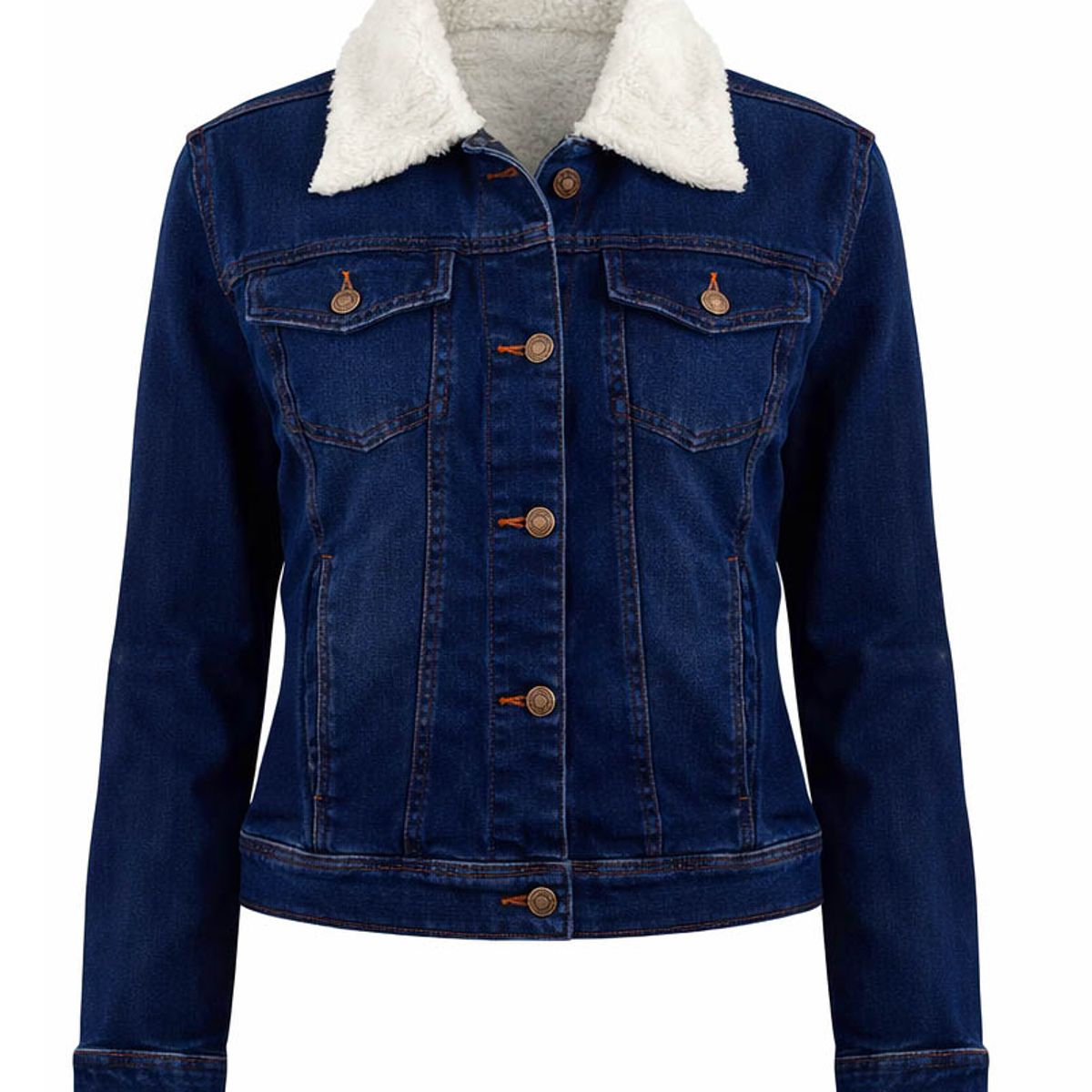MODA EN CIRCUITO - Chaqueta de Jean Forrada en Ovejero Para Mujer AZUL OSCURO