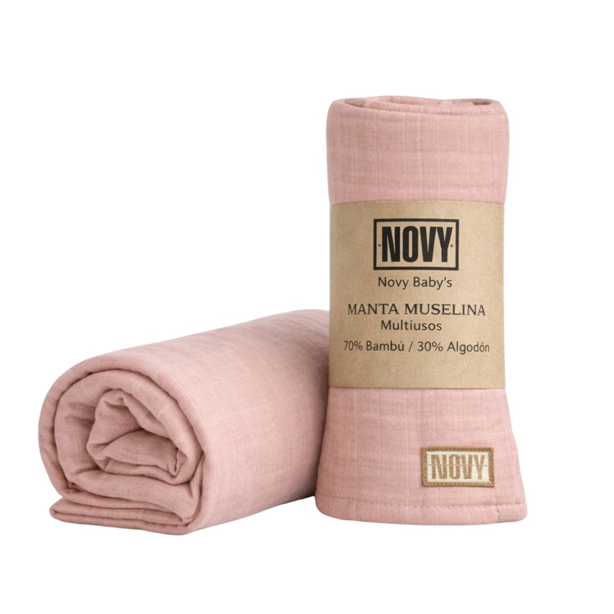 NOVY BABYS - Manta Muselina para bebé Rosa 115cm x 115 cm