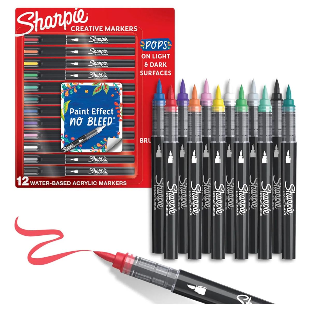 SHARPIE - Sharpie Marcadores Acrílicos Punta Pincel 12 Colores Set