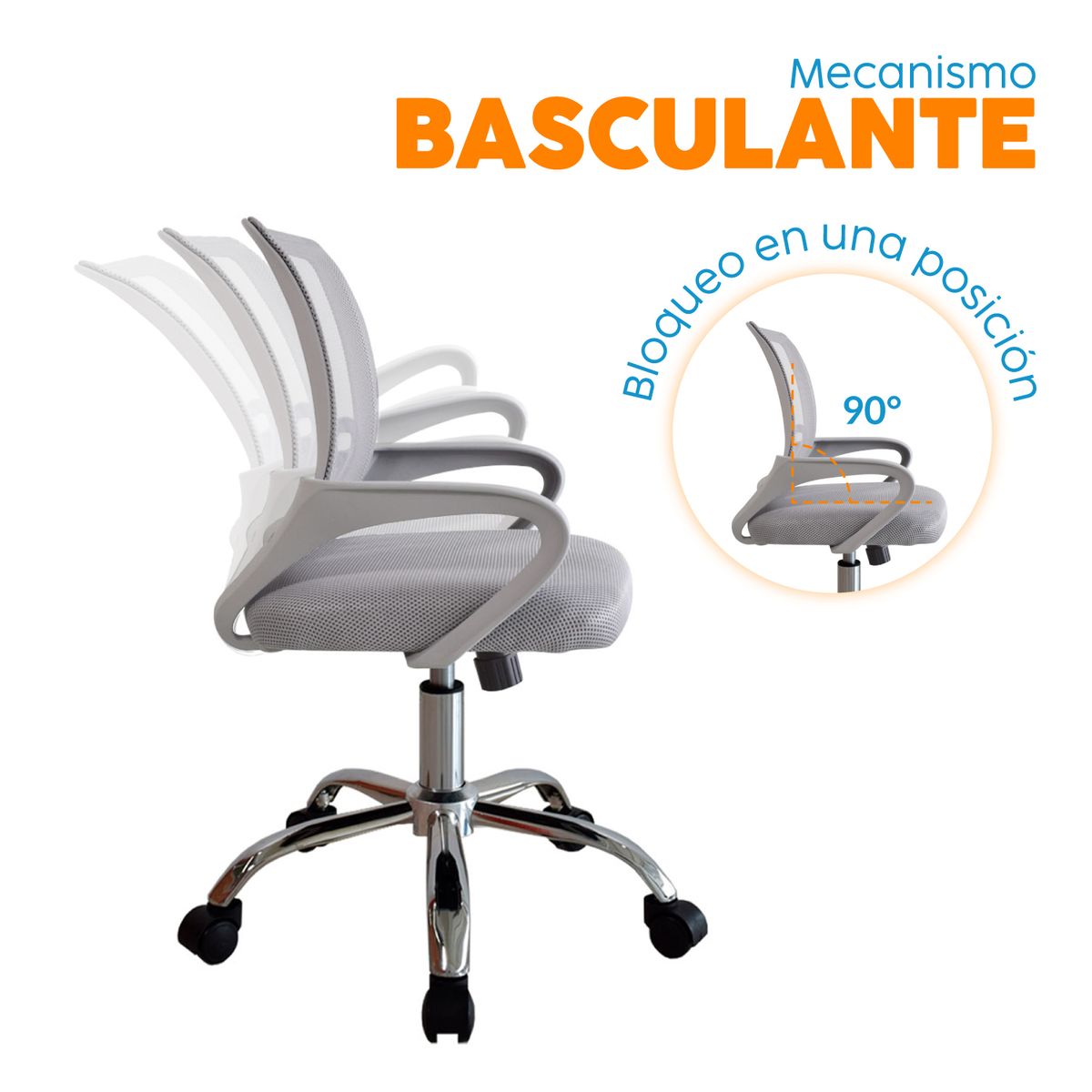 BONNO - Silla Escritorio Giratoria Gris-Gris Be Atlantis