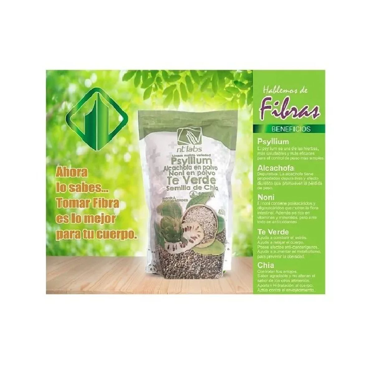 NATURAL FRESHLY - ALIMENTO CON TE VERDE X 450 G /PSYLLIUM