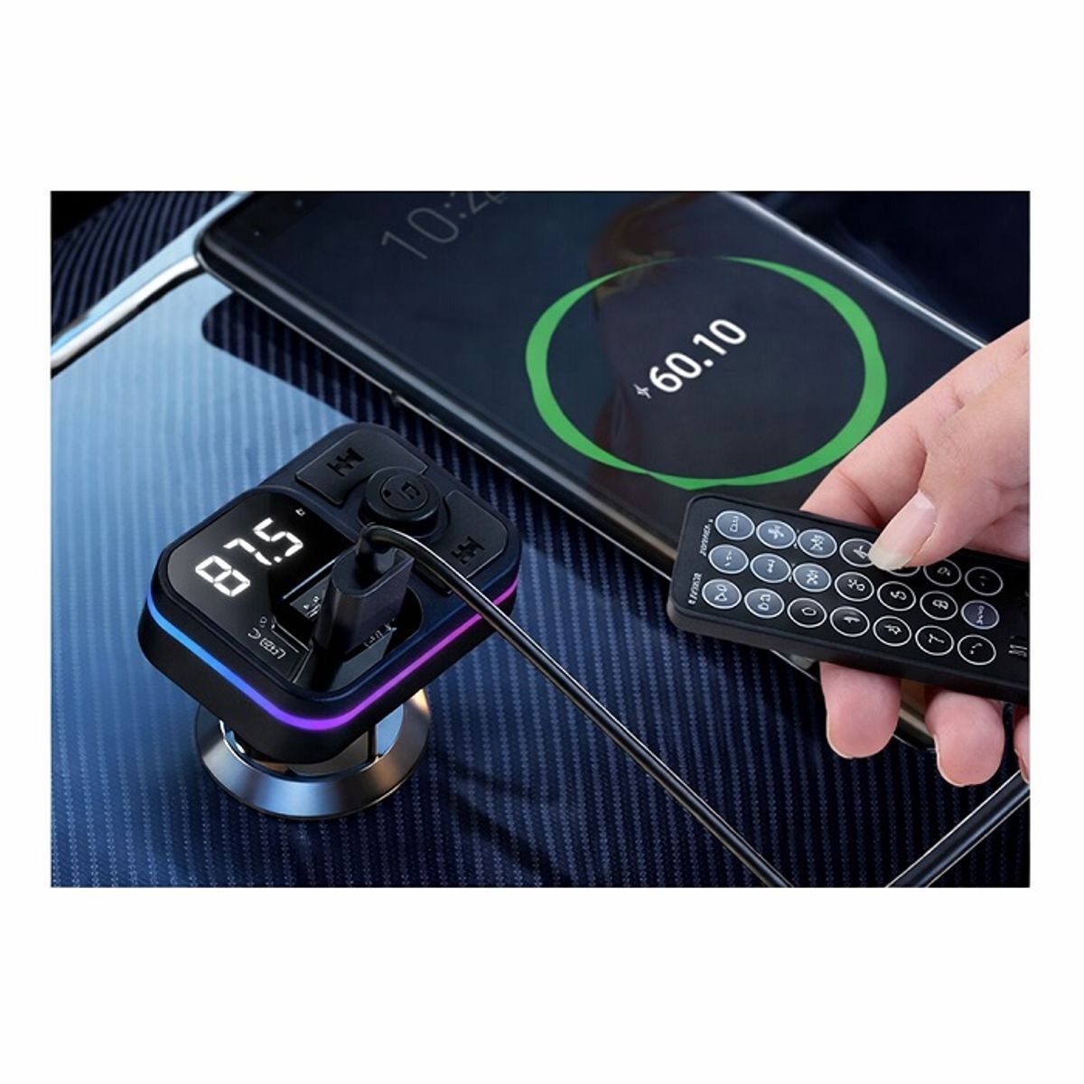 GENERICO - Cargador para Auto Bluetooth con Transmisor FM, Manos Libres, USB, Reproductor MP3 y Carga Rápida