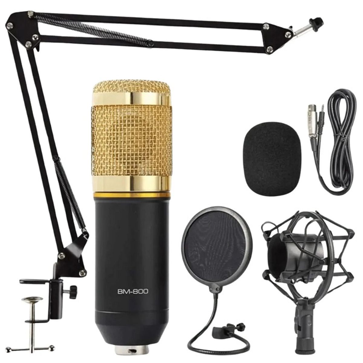 GENERICO - Micrófono Condensador Profesional con Soporte Articulado