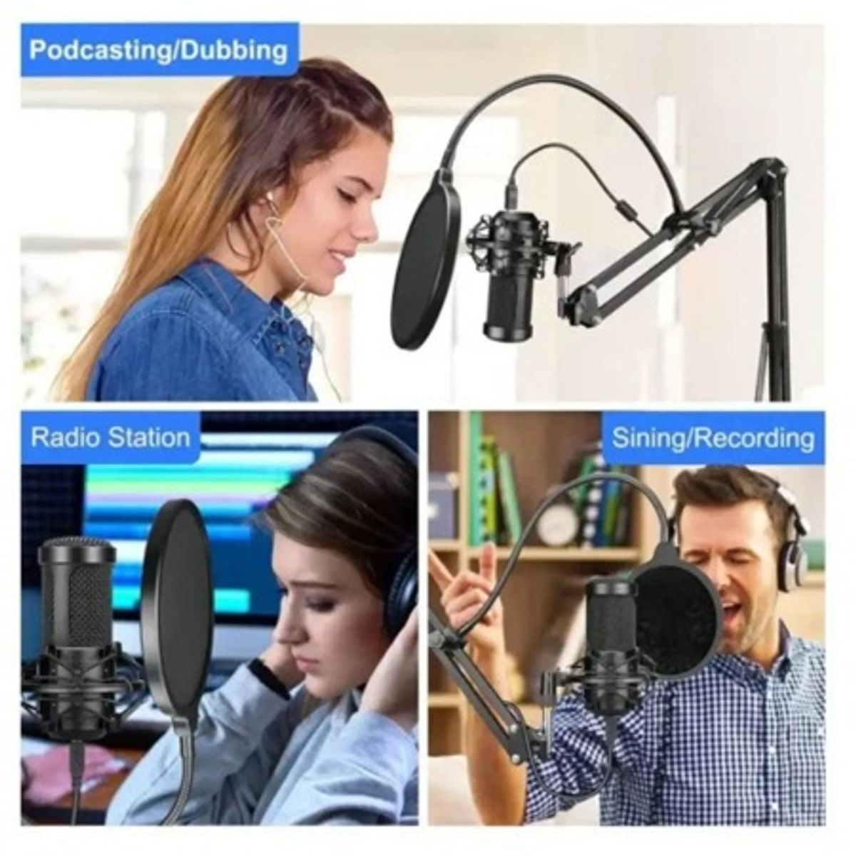 GENERICO - Micrófono Condensador Profesional con Soporte Articulado