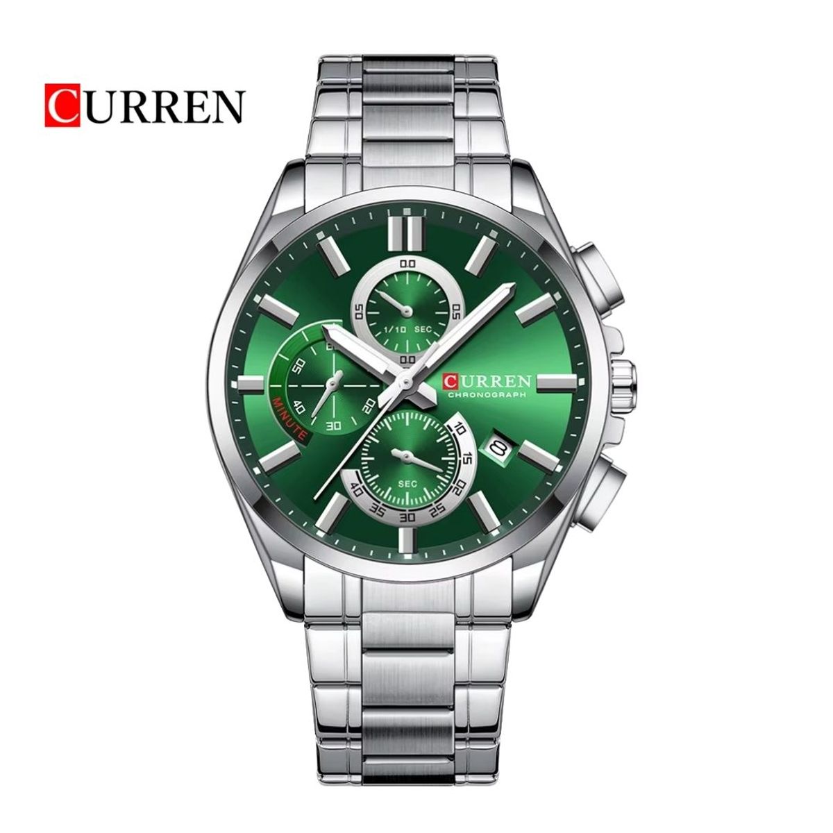 CURREN - Reloj Curren 8475 plateado - verde Diseño Elegante