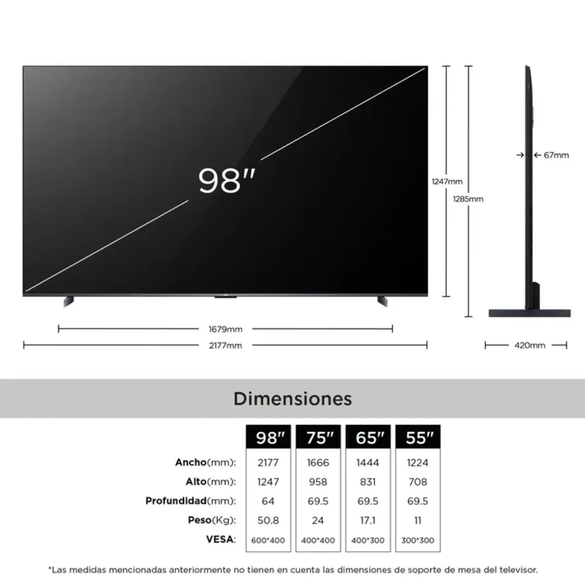 TCL - Televisor TCL 98 4K Smart TV QLED 98P8K Google TV