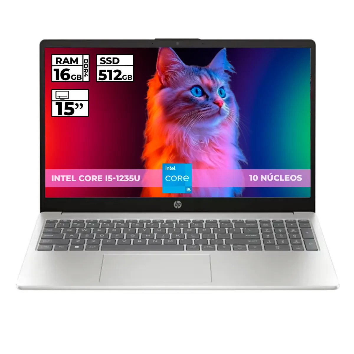 HP - PORTÁTIL HP 15-FD0158LA INTEL I5 1235U 16GB 512GB SSD 15.6 PLATEADO + BOLSO OBSEQUIO
