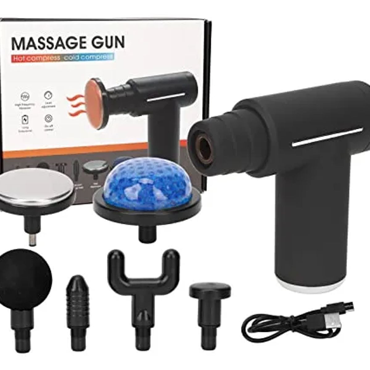 GENERICO - Pistola Masajeadora Muscular Fascial Gun con Frío y Calor, 6 Cabezas
