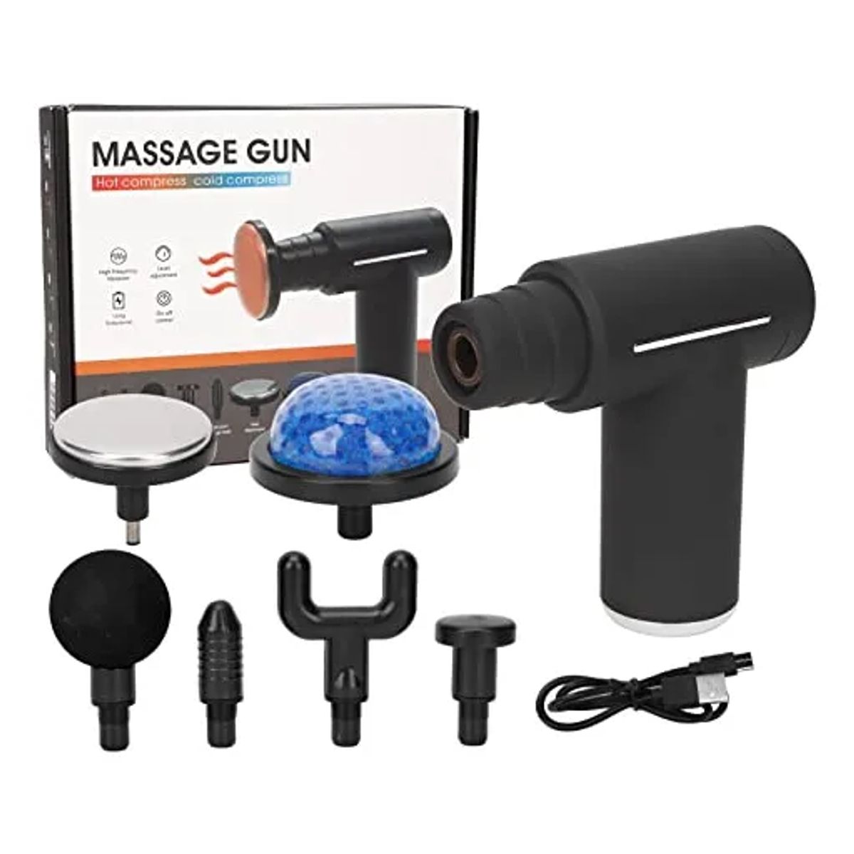 GENERICO - Pistola Masajeadora Muscular Fascial Gun con Frío y Calor, 6 Cabezas