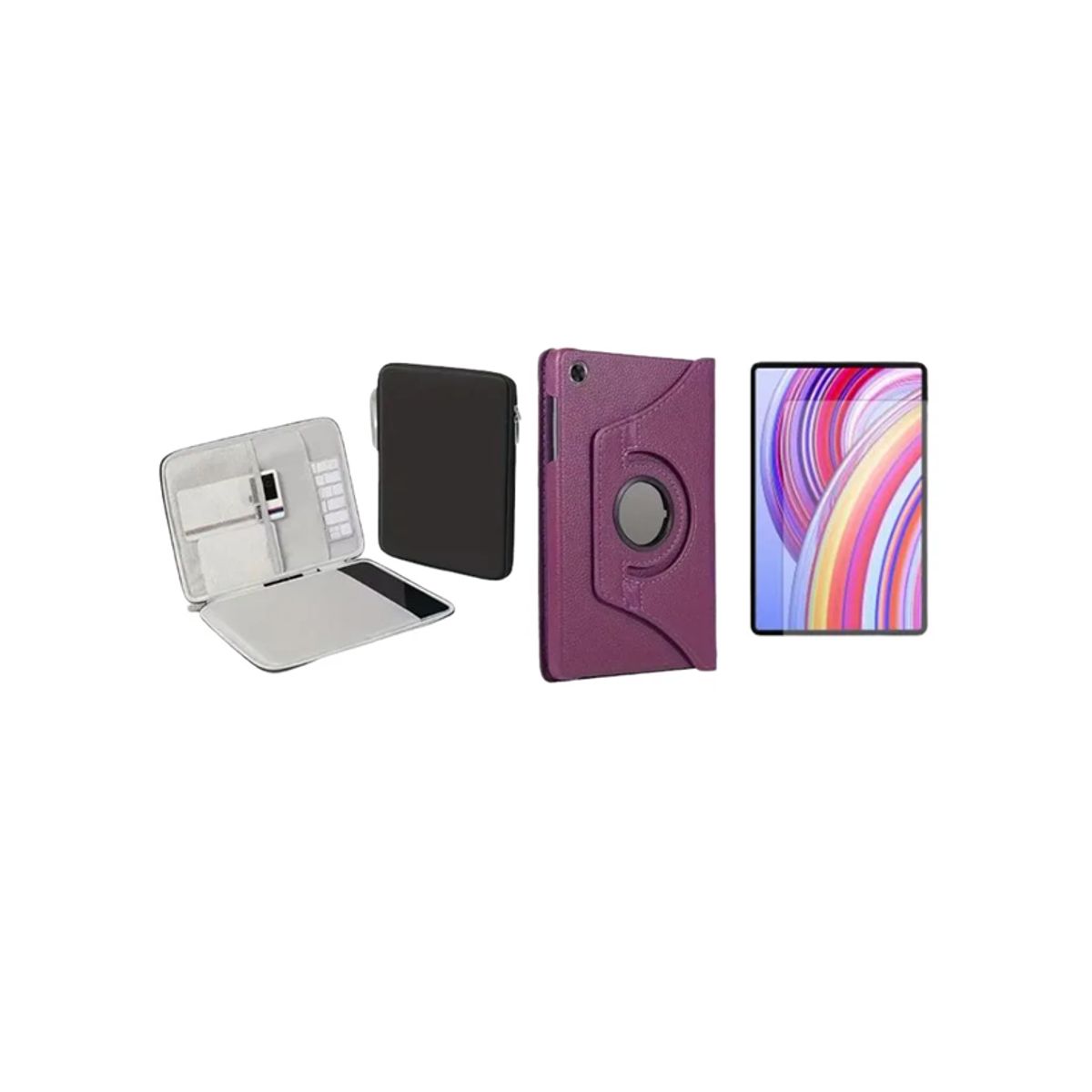 GENERICO - forro funda Estuche Giratorio 360 para lenovo m10 plus 3ra gen + funda + vidrio morado