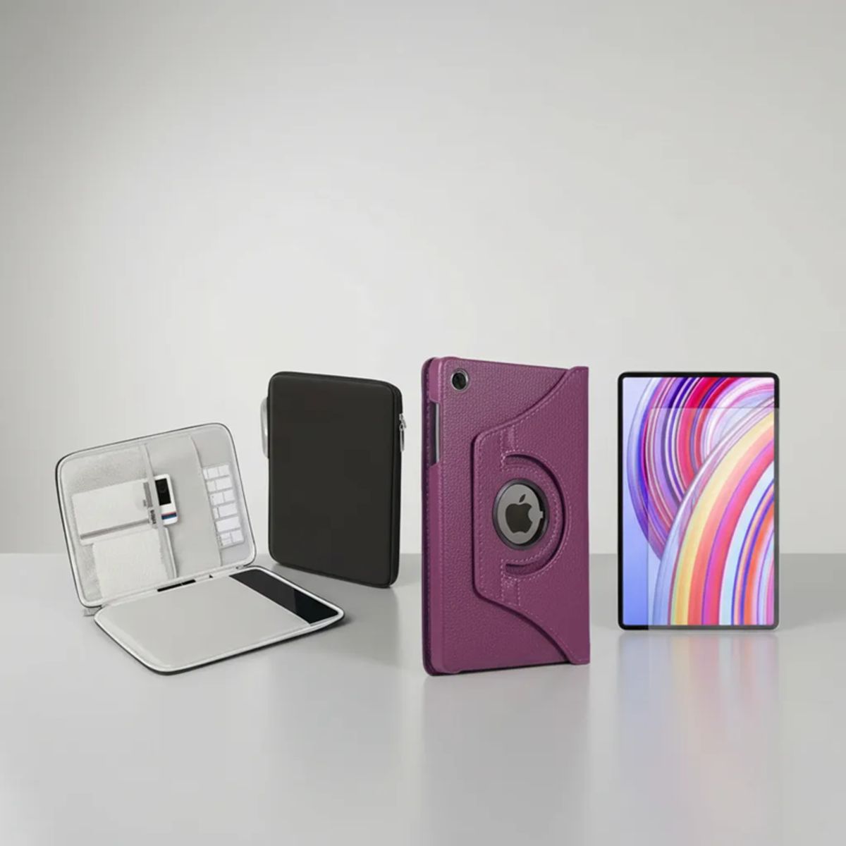 GENERICO - forro funda Estuche Giratorio 360 para lenovo m10 plus 3ra gen + funda + vidrio morado