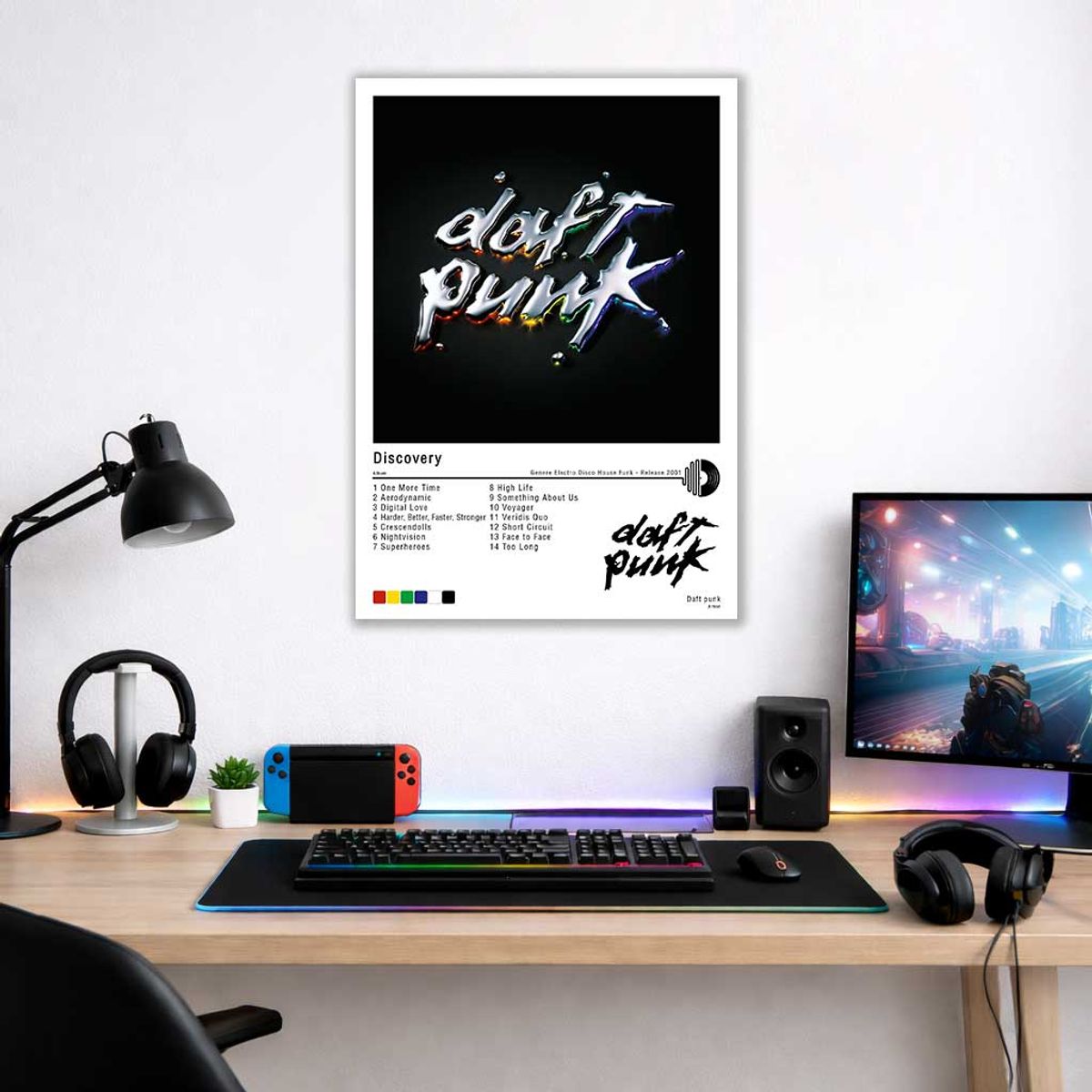 PRINTKING - Cuadro Daft Punk - Discovery 2001 30x42cm A3 Afiche Póster