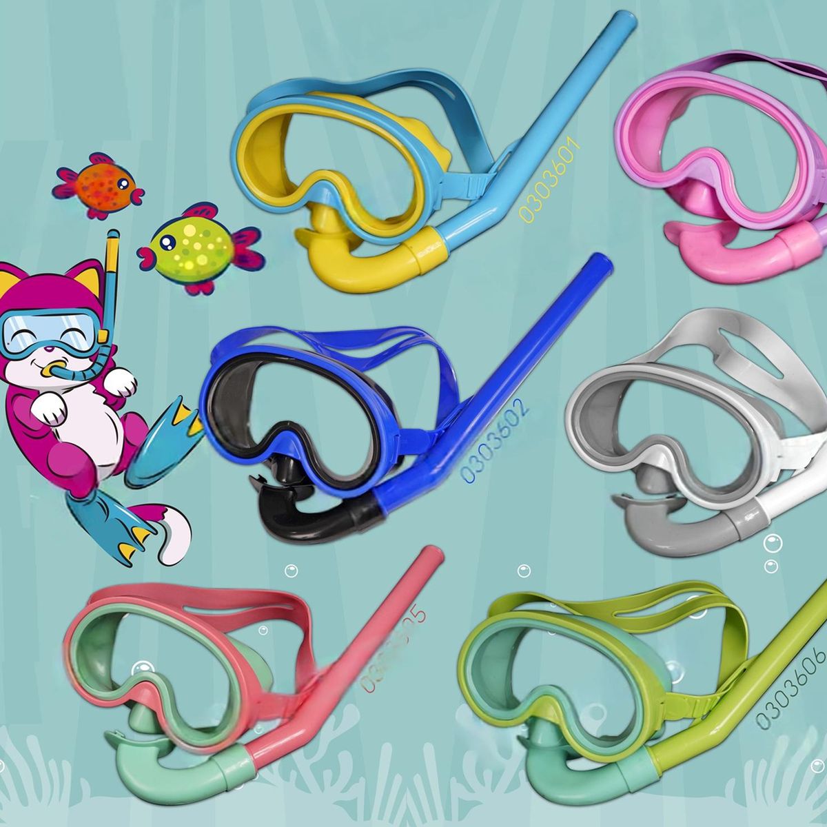 WONDER SPORT - CARETA MAS SNORKEL DE BUCEO COLOR AZUL PARA NIÑOS CARETA EN VIDRIO TEMPLADO
