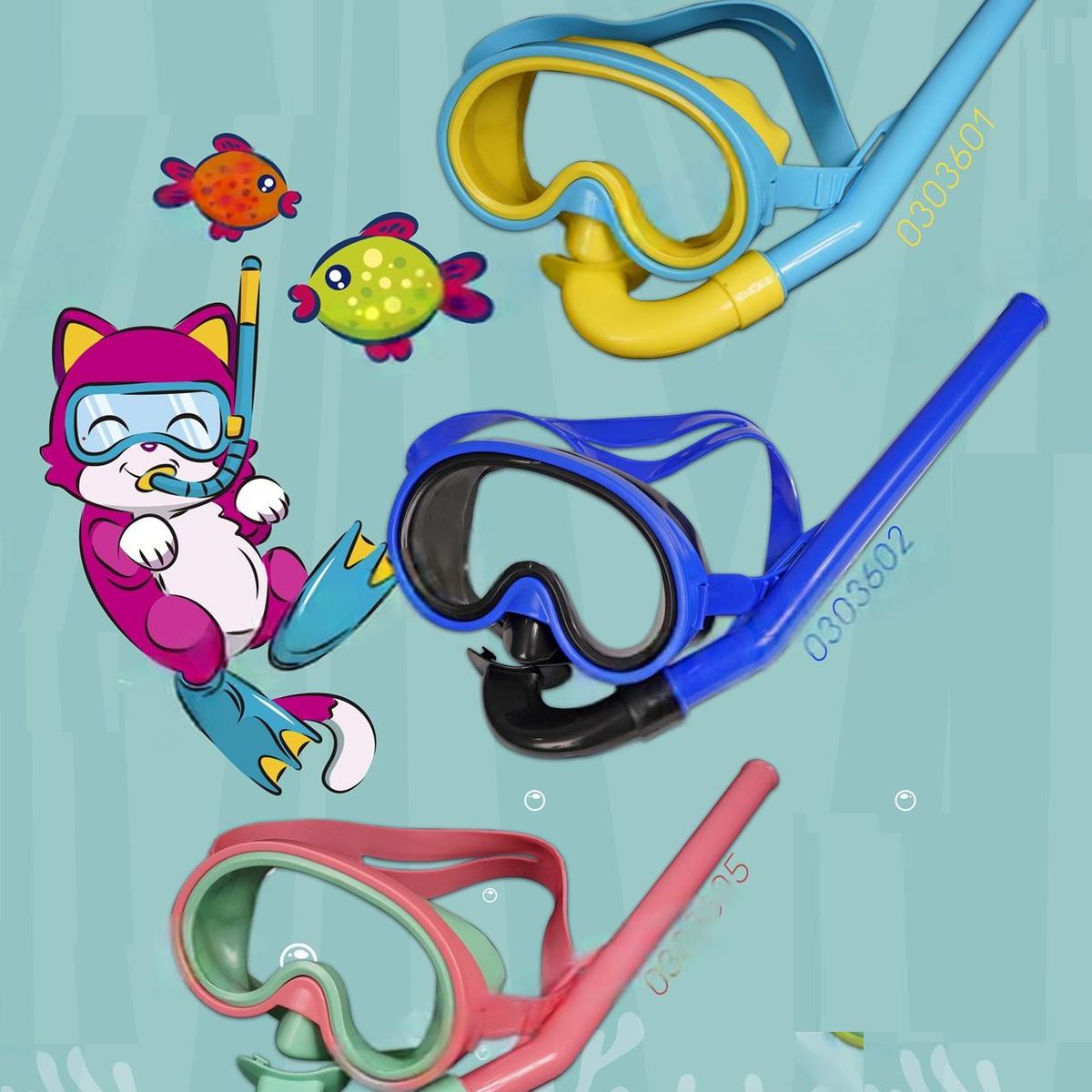 WONDER SPORT - CARETA MAS SNORKEL DE BUCEO COLOR AZUL PARA NIÑOS CARETA EN VIDRIO TEMPLADO